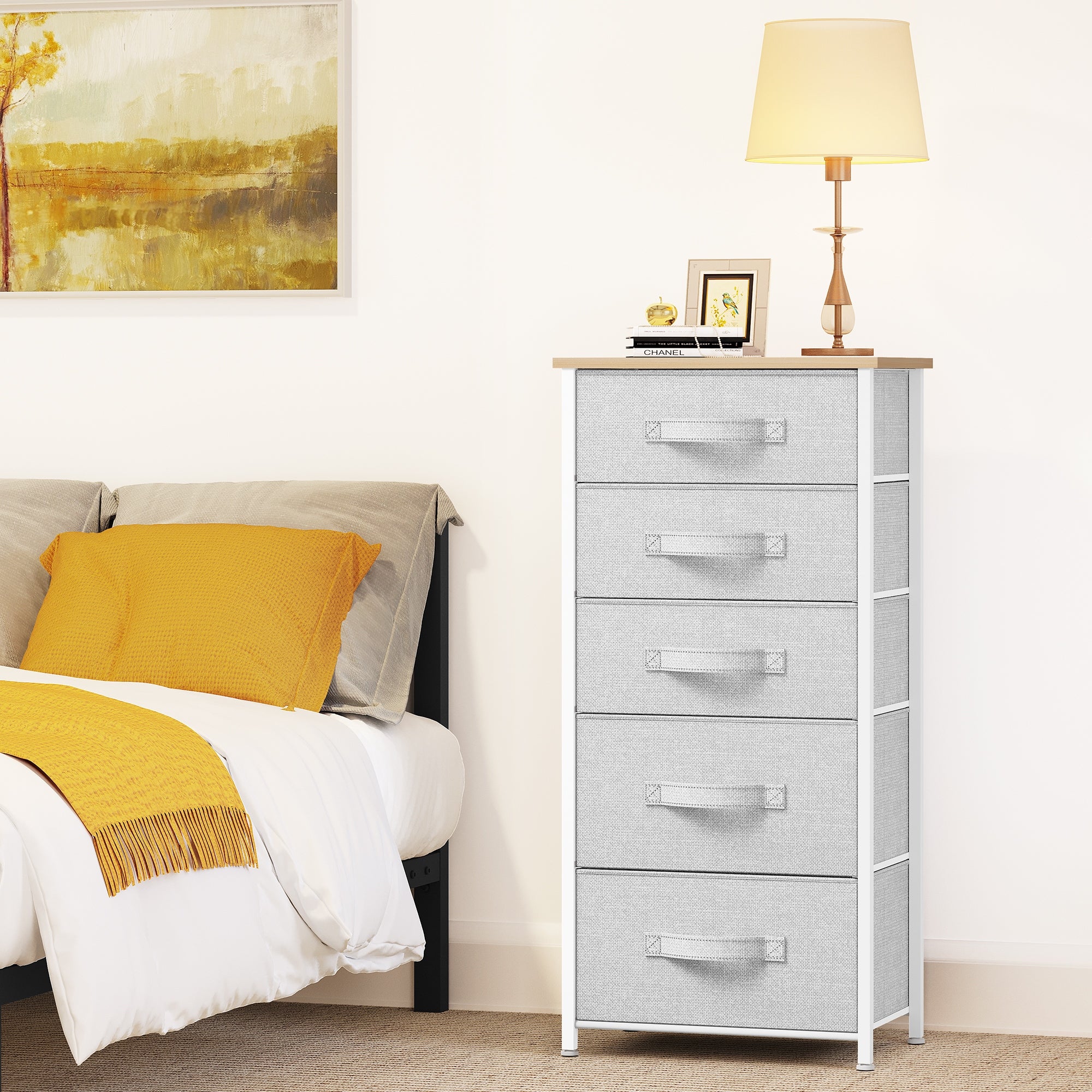 5 Drawers Furniture Storage Chest Grey Wardrobe - - 37511743 - Mycitystee