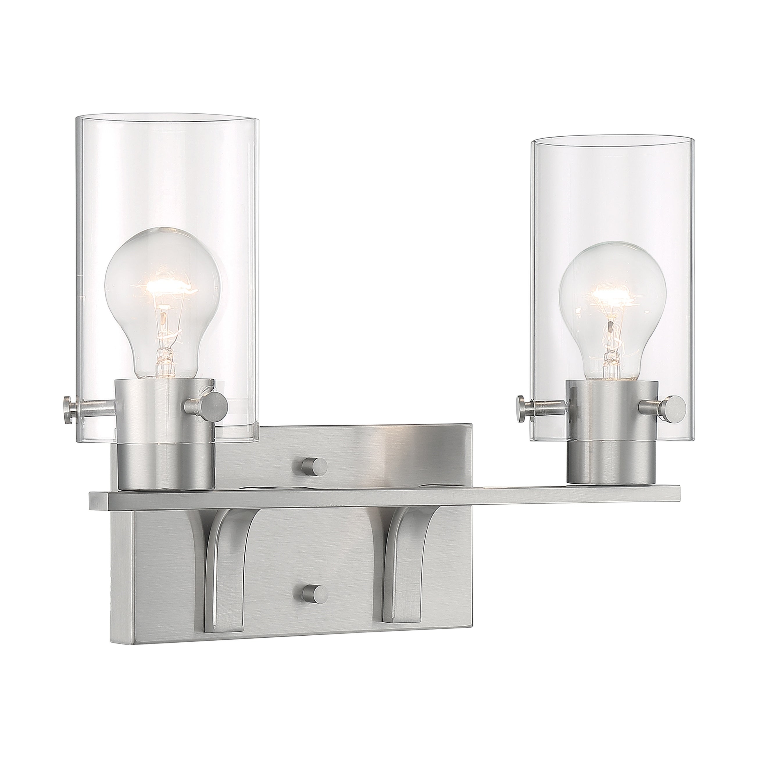 Sommerset 2-Light Vanity with Clear Glass Brushed Nickel Finish - Mycitystee