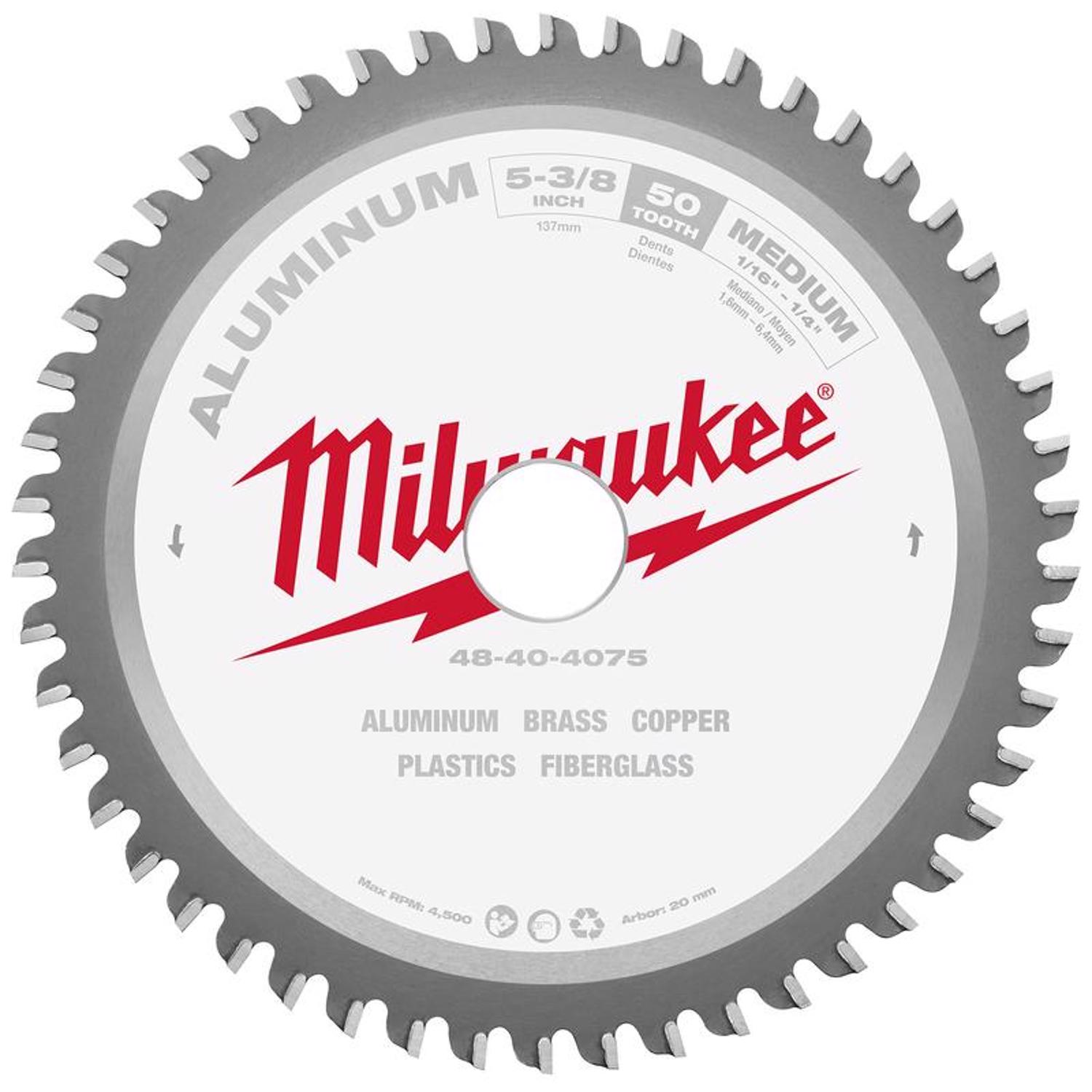 Milwaukee Metal Tech 5-3/8 in. D X 20 mm Non-Ferrous Tungsten Carbide Metal Blade 50 teeth 1 pk - Mycitystee