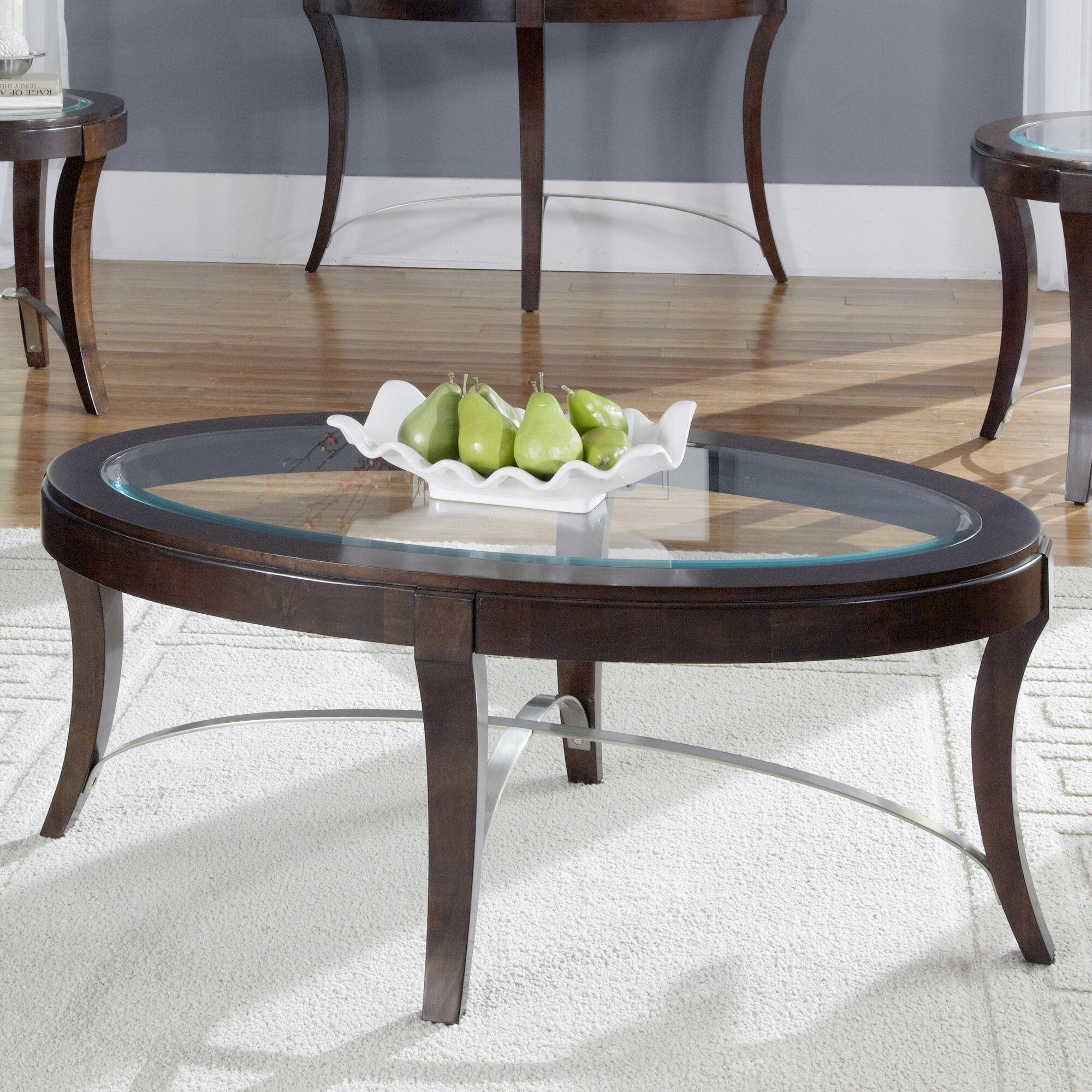 Avalon Dark Truffle Oval Cocktail Table - Mycitystee