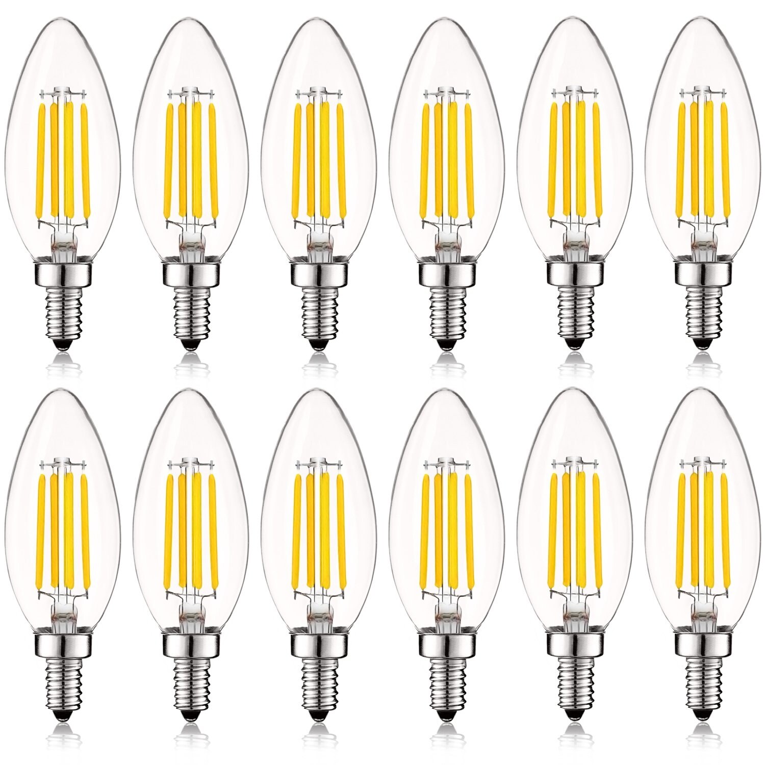 Luxrite Vintage Candelabra LED Bulb 60W Equivalent 550lm 4000K Cool White 5W Dimmable UL Listed E12 Base (12 Pack) - Mycitystee