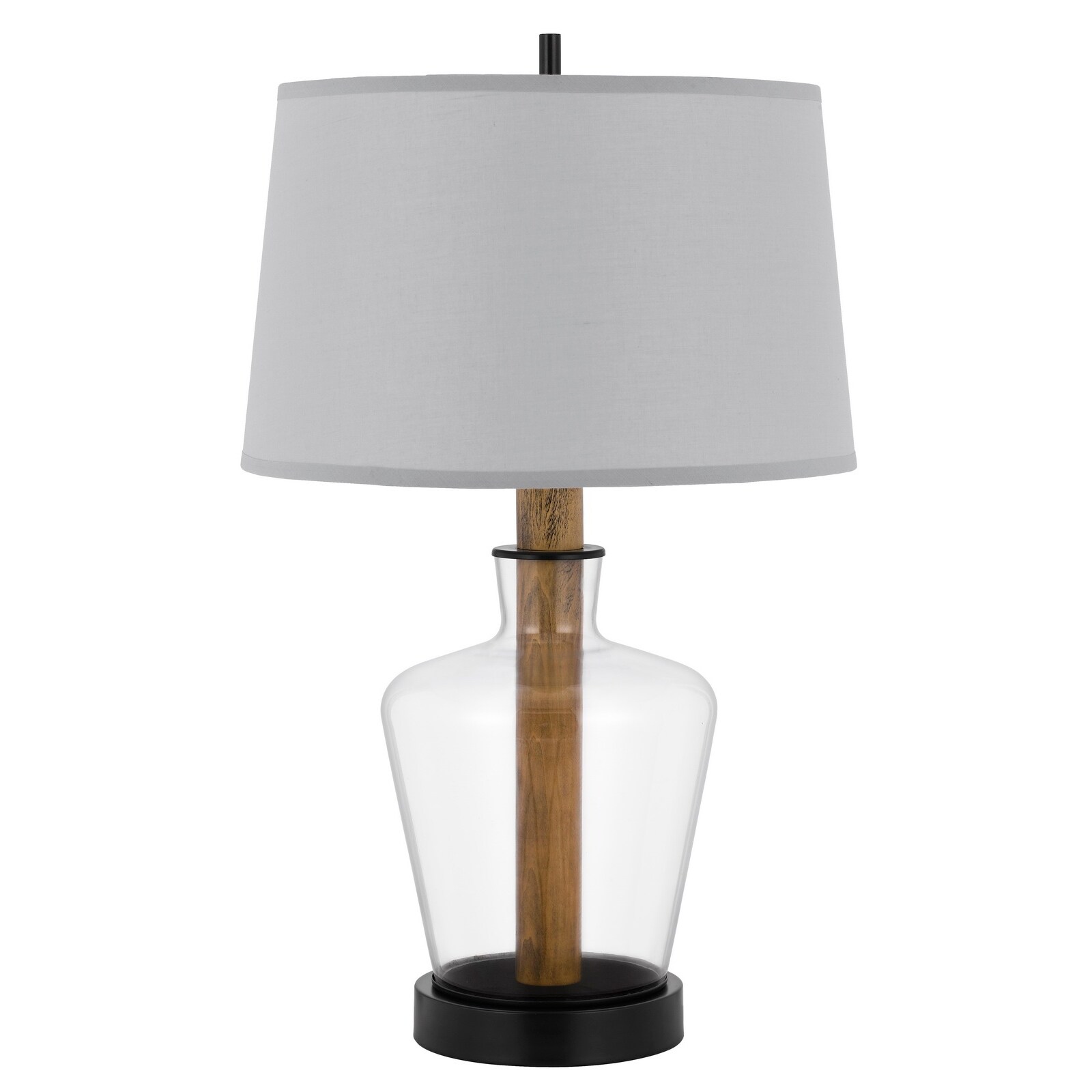31 Inch Wood Accent Table Lamp with Dimmer， Glass Jar， Clear - Mycitystee