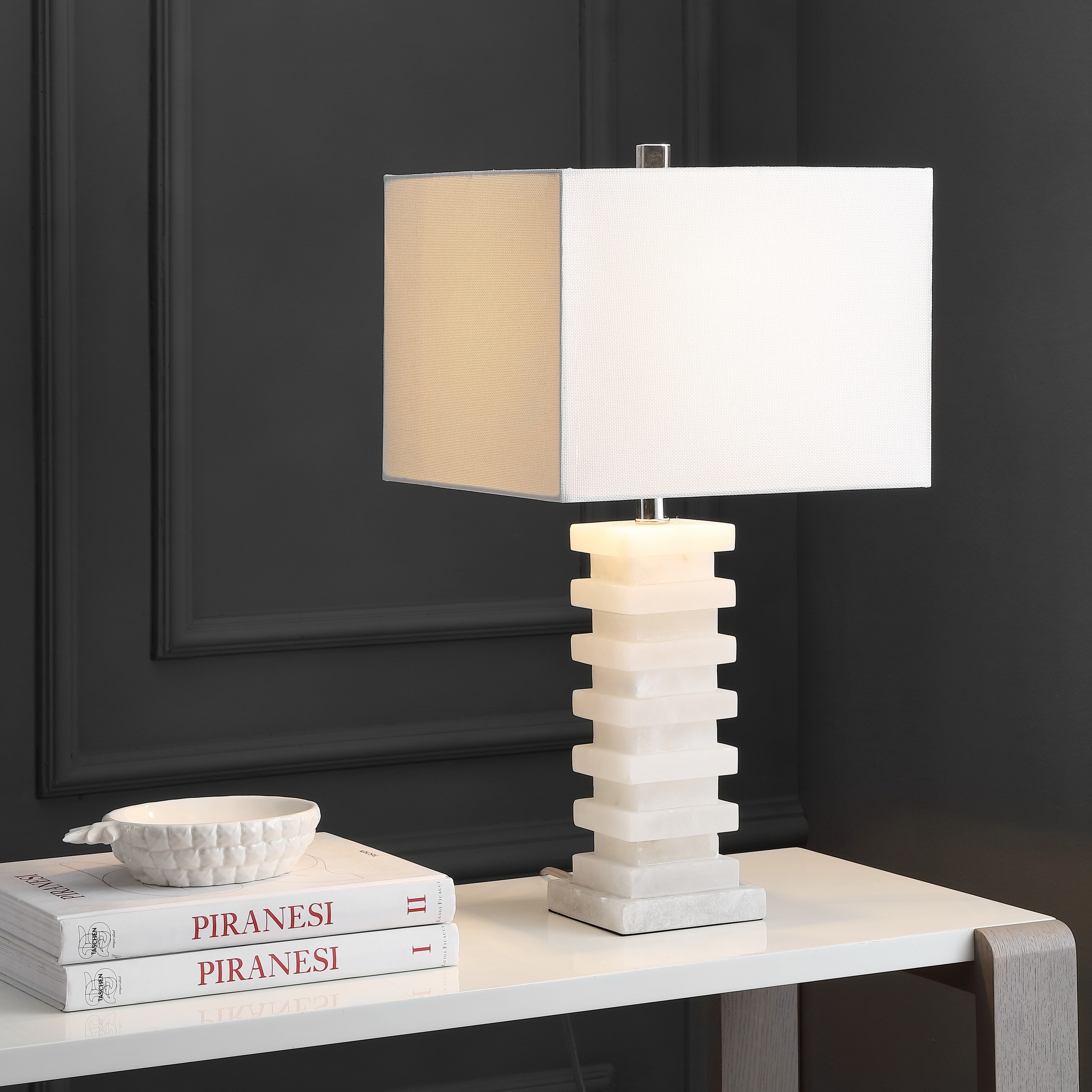 SAFAVIEH Lighting 25-inch Cinder White Table Lamp - 13