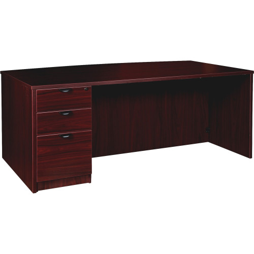 Lorell Prominence 2.0 Mahogany Laminate Left-Pedestal Bowfront Desk - 3-Drawer (PD4272LSPBMY) - Mycitystee