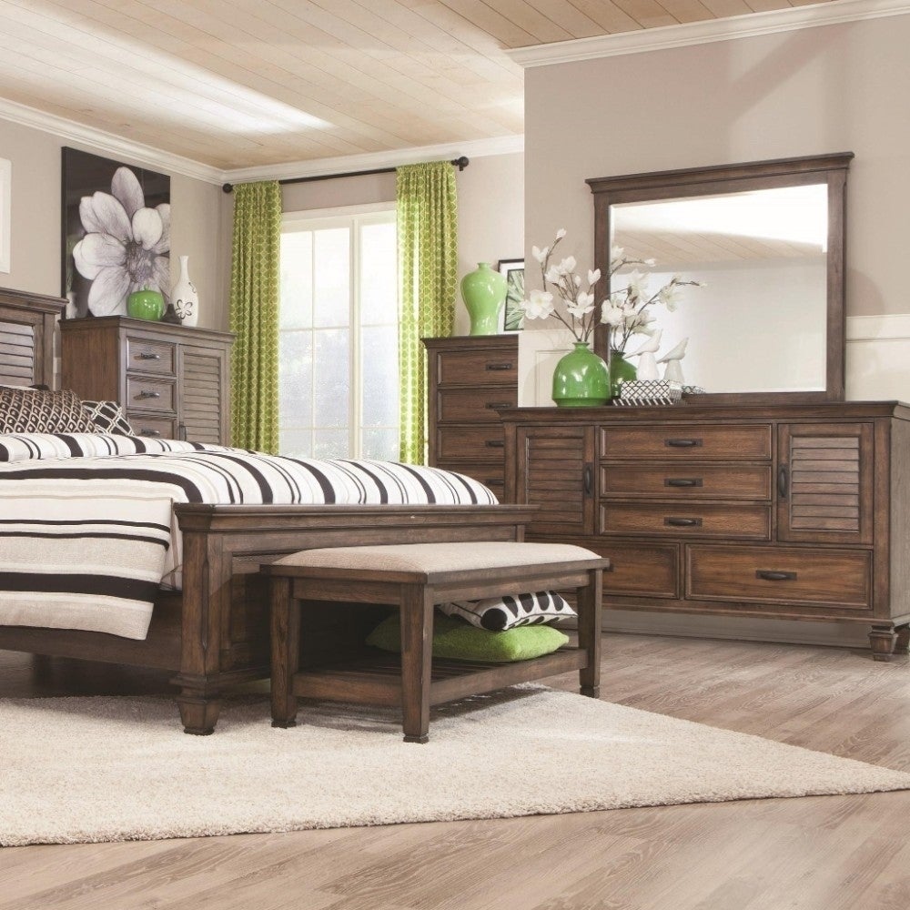 Transitional Style Wooden Chest with 5 Drawers， Burnished Oak Brown - - 25712597 - Mycitystee