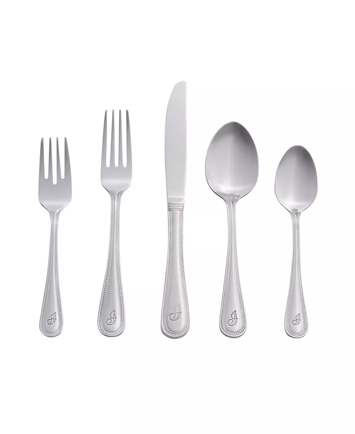 RiverRidge Home Riverridge Beaded 46 Piece Monogrammed Flatware Set - I， Service for 8 - Mycitystee