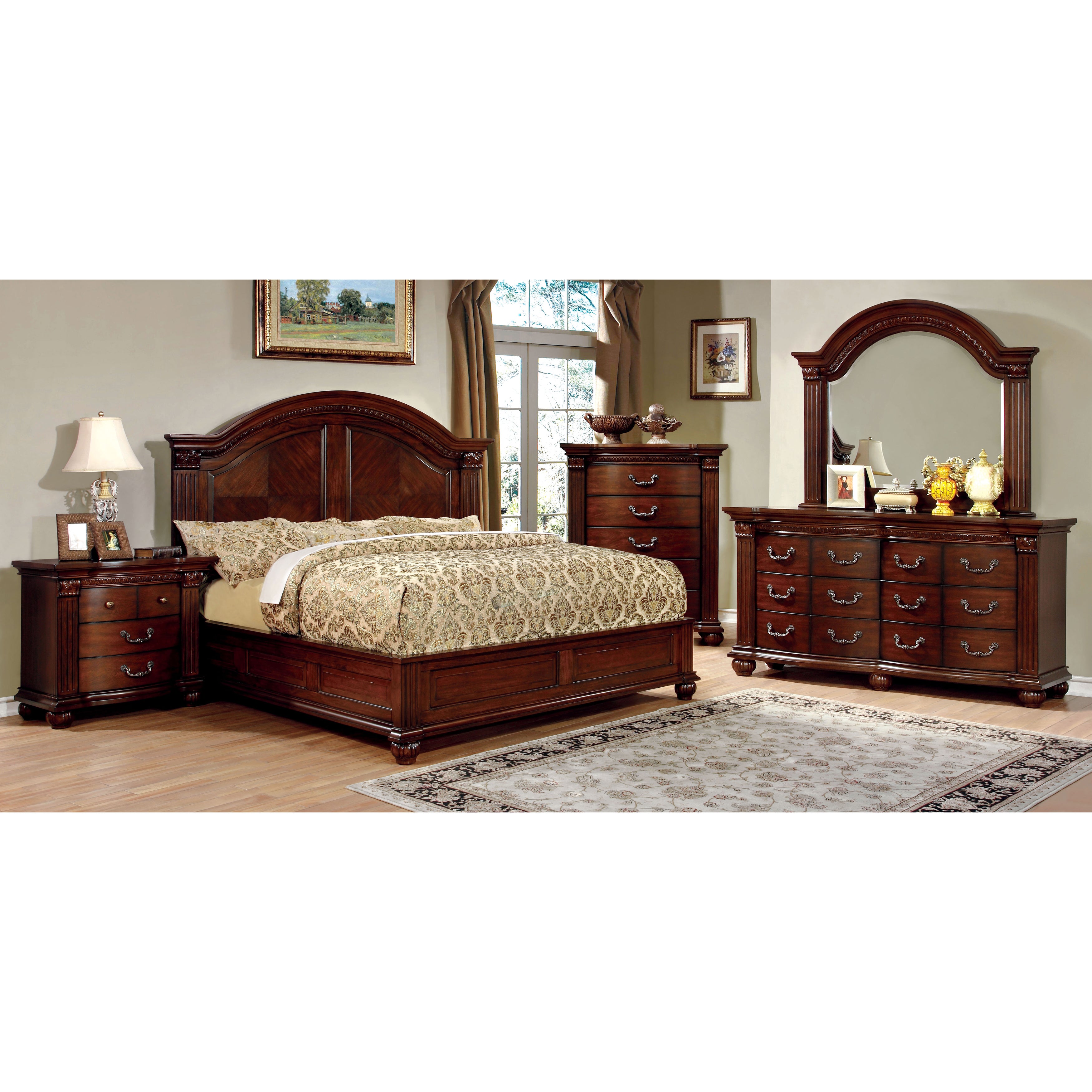 Furniture of America Vayne Cherry 2-piece Dresser and Mirror Set - - 10001175 - Mycitystee