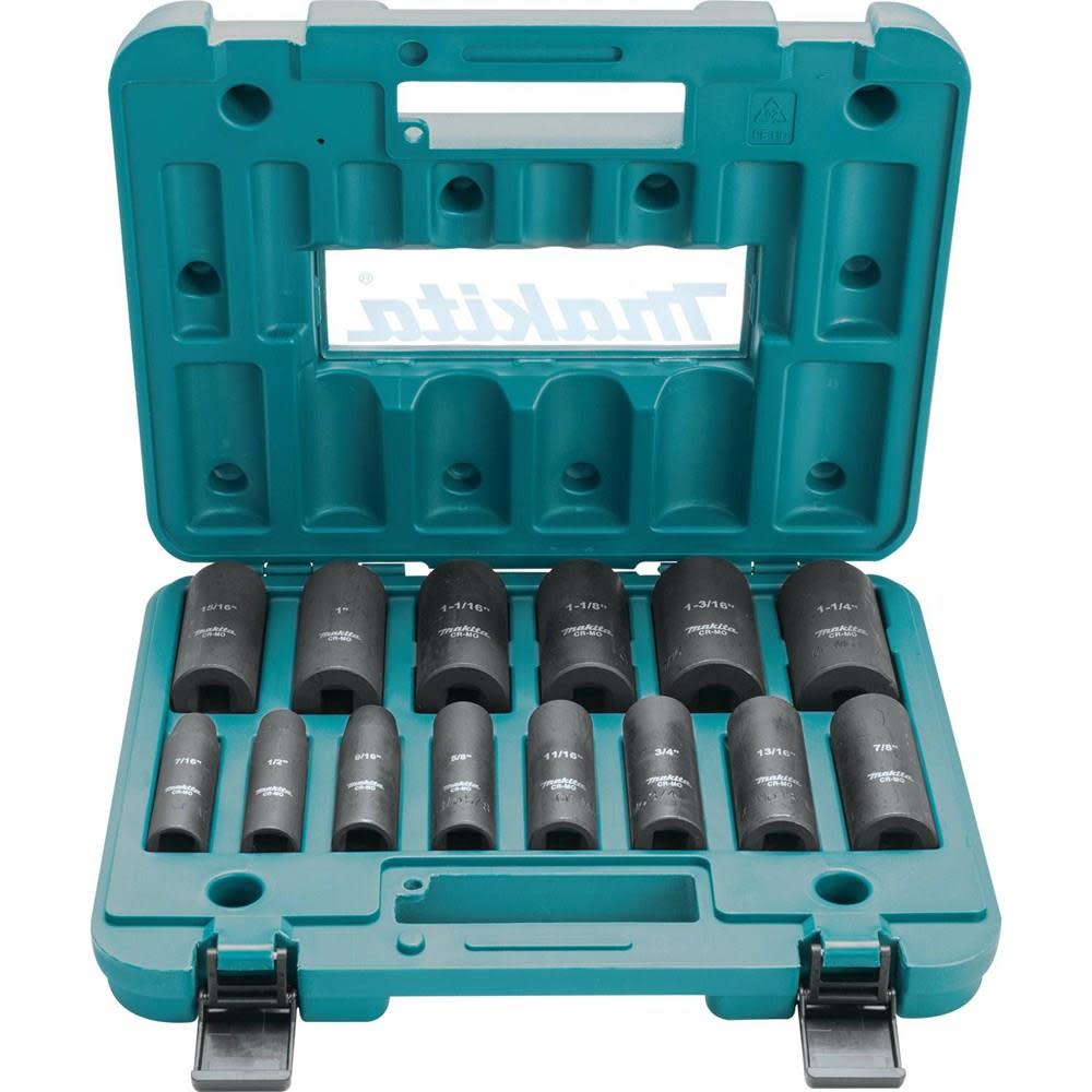 Makita 14pc. 1/2in. 6-Point Fractional Deep Impact Socket Set A-96372 from Makita - Mycitystee