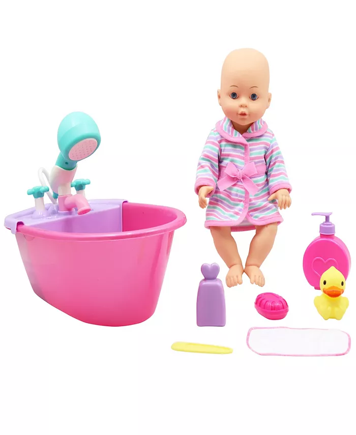 Dream Collection Bath Time Fun Set with Gi-Go Baby Doll Kids 8 Piece Playset， 14