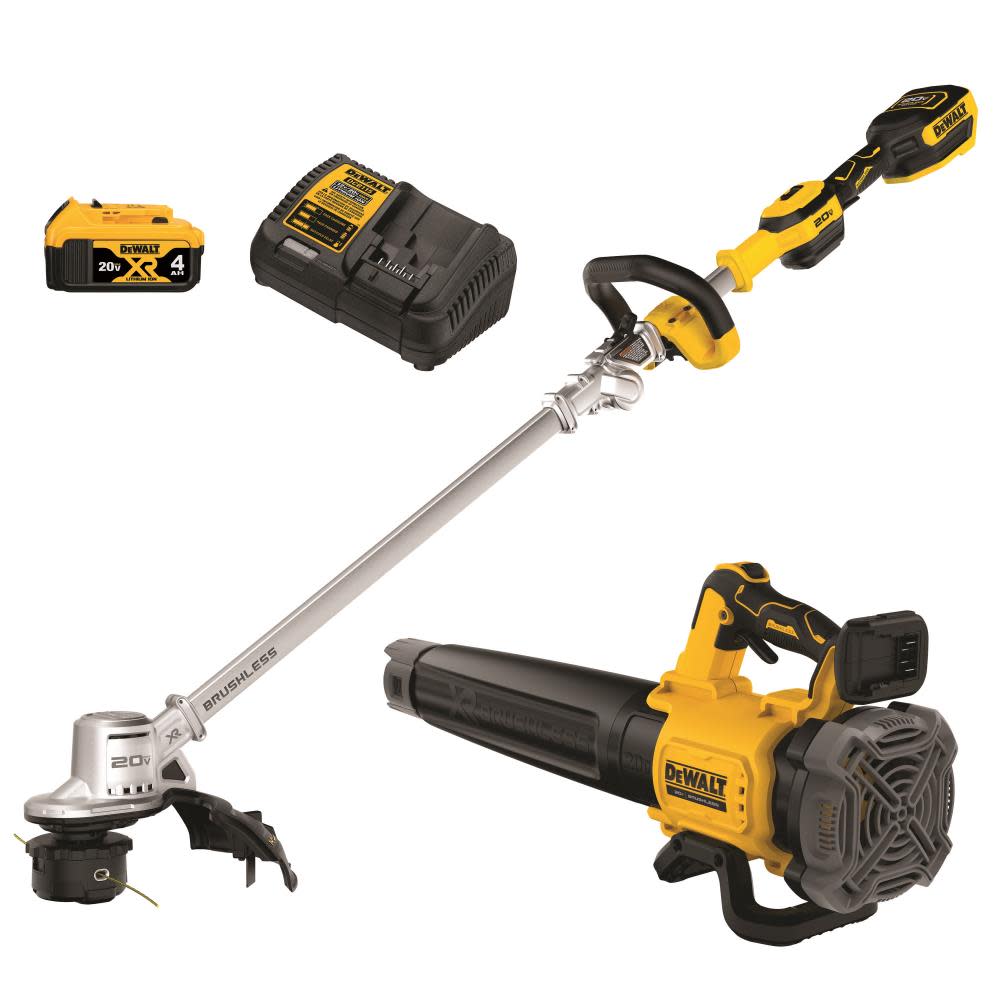 DEWALT 20V MAX* XR Brushless 14 in. Cordless Folding String Trimmer and Handheld Blower Combo Kit DCKO222M1 from DEWALT - Mycitystee