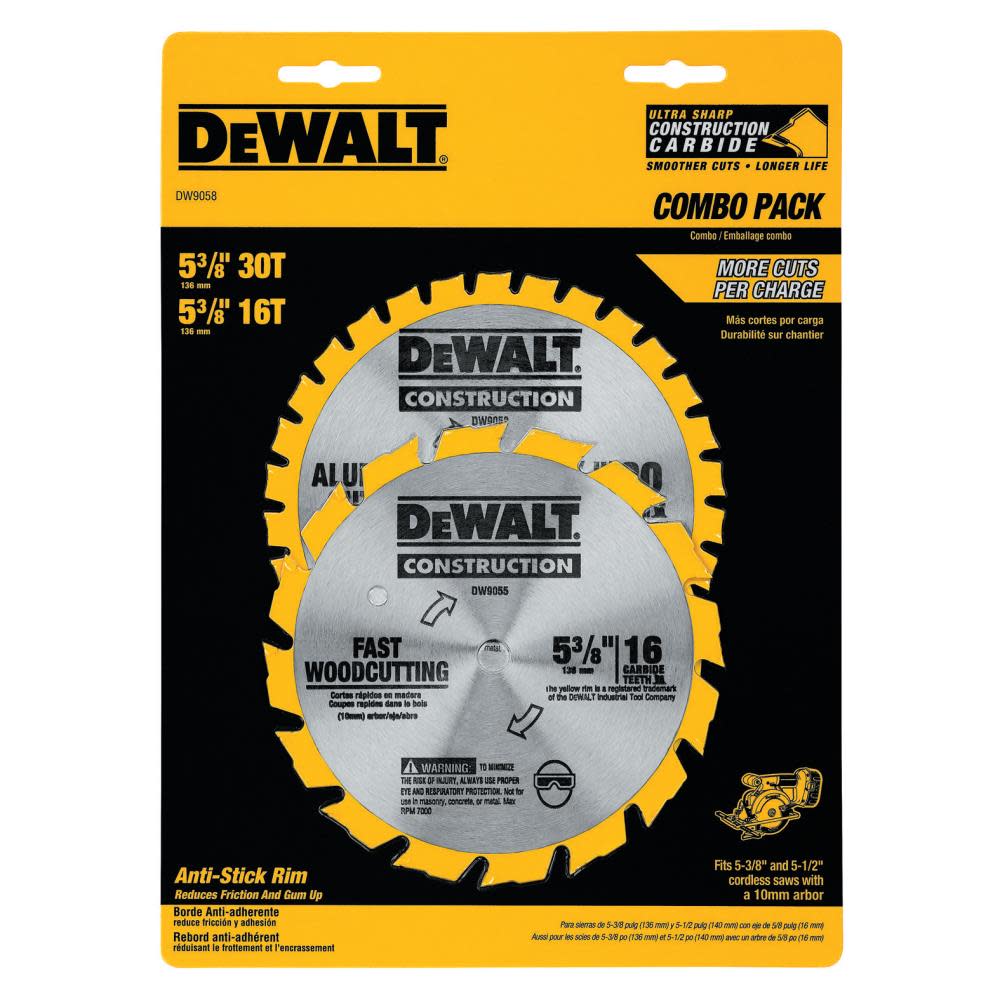 DEWALT 5-3/8-in Circular Saw Blade Construction Combo Pack (16-Tooth 30-Tooth) DW9058 from DEWALT - Mycitystee