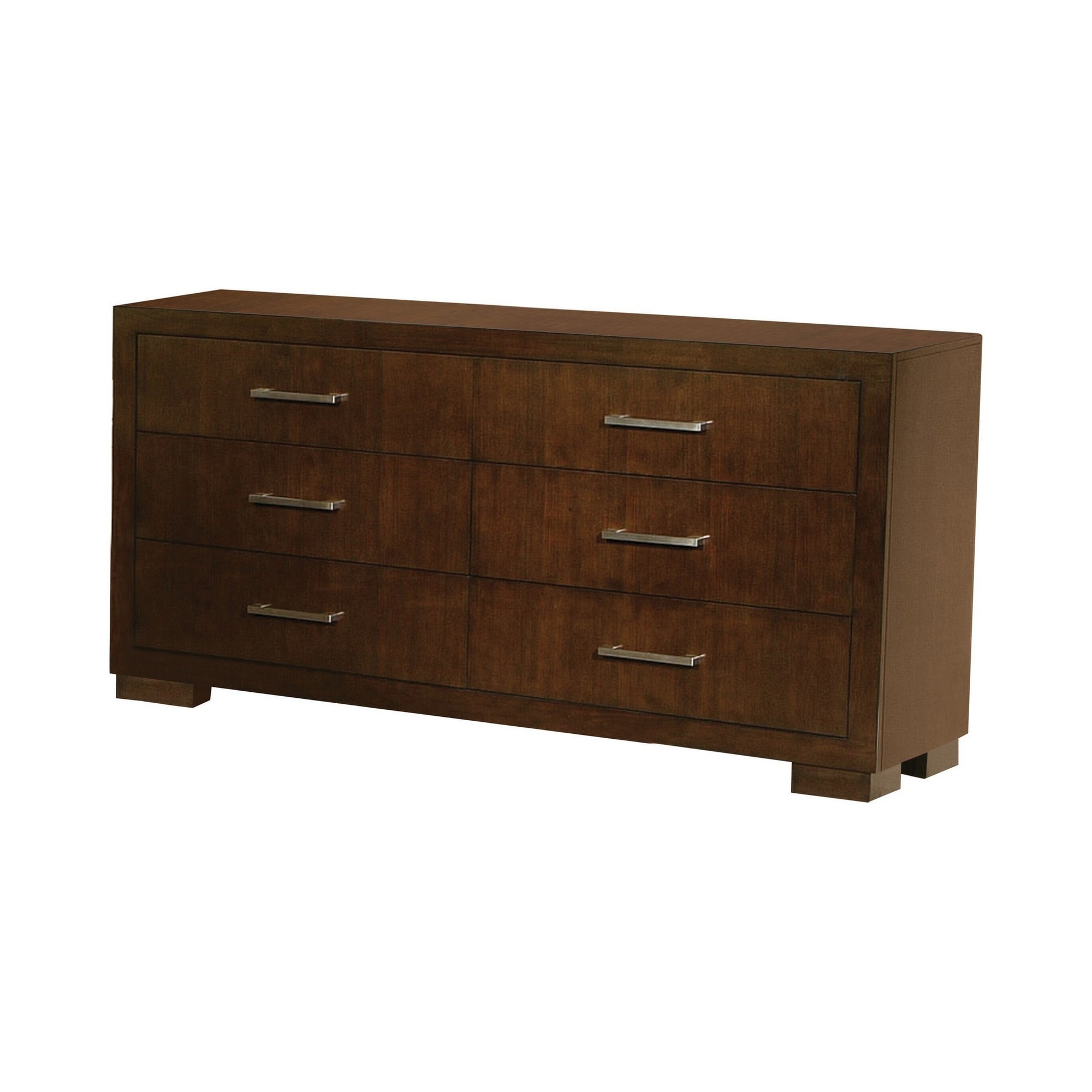 Bela 64 Inch Wide 6 Drawer Dresser， Felt Lined， Silver Handles， Dark Brown - - 37962459 - Mycitystee