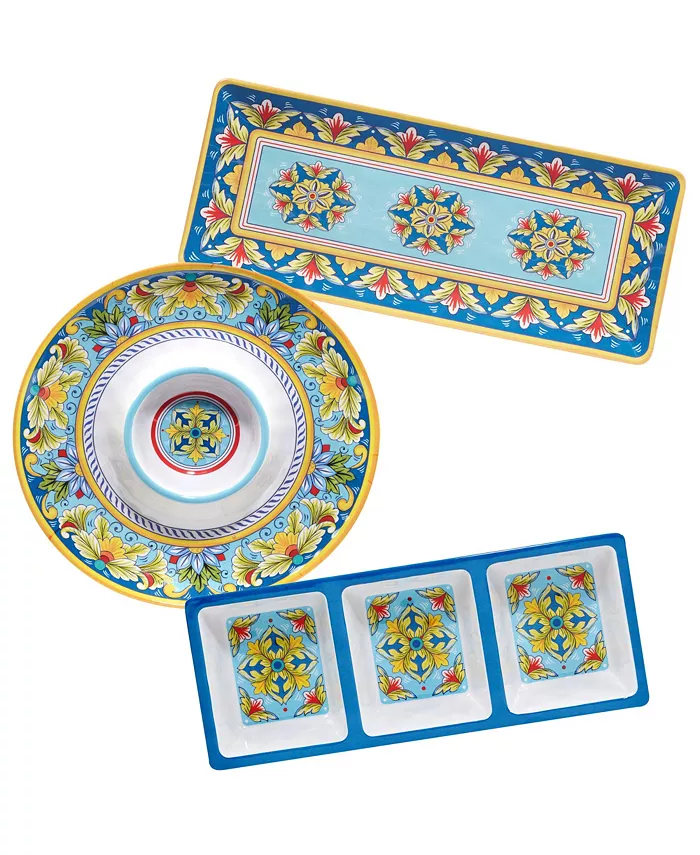 Certified International Palermo Melamine Hostess Set， 3 Piece - Mycitystee