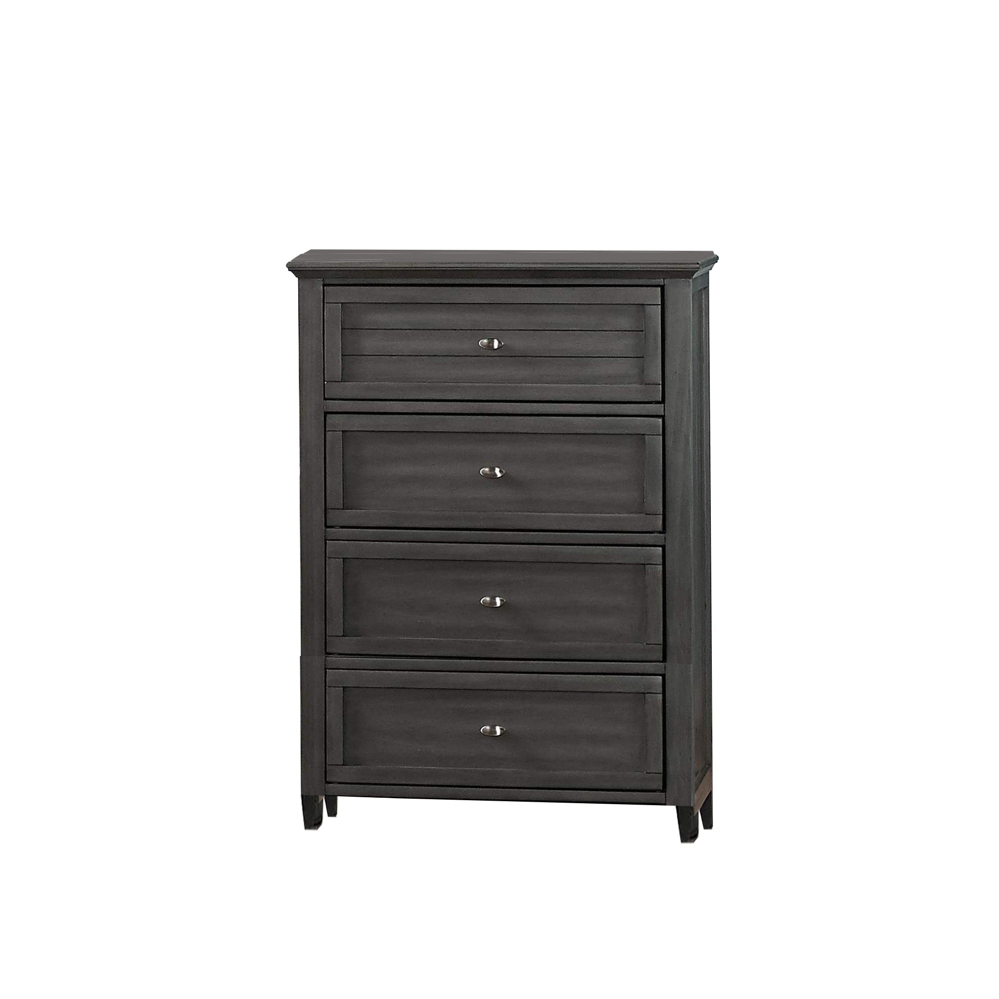 Chest with 4 Drawers and Metal Pulls， Gray - - 34632267 - Mycitystee