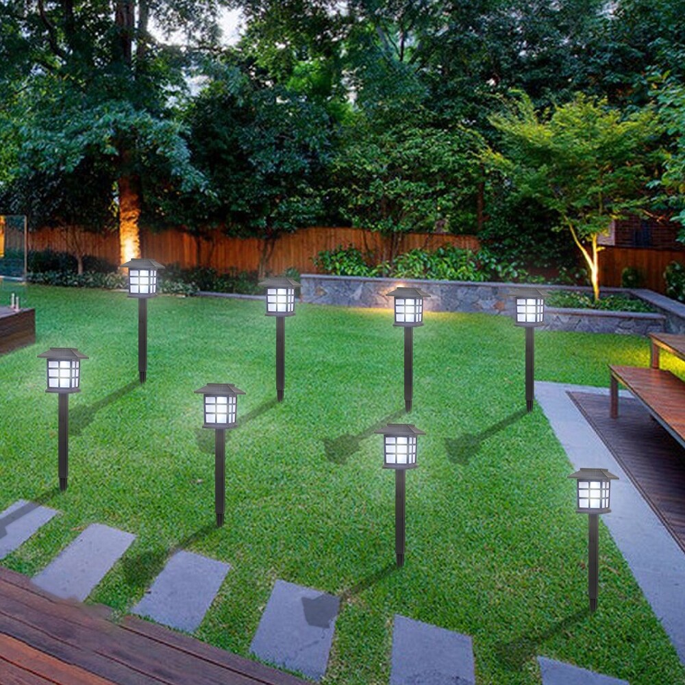 8pcs White LED Solar Lantern Torch Light Garden Landscape Lighting - Mycitystee