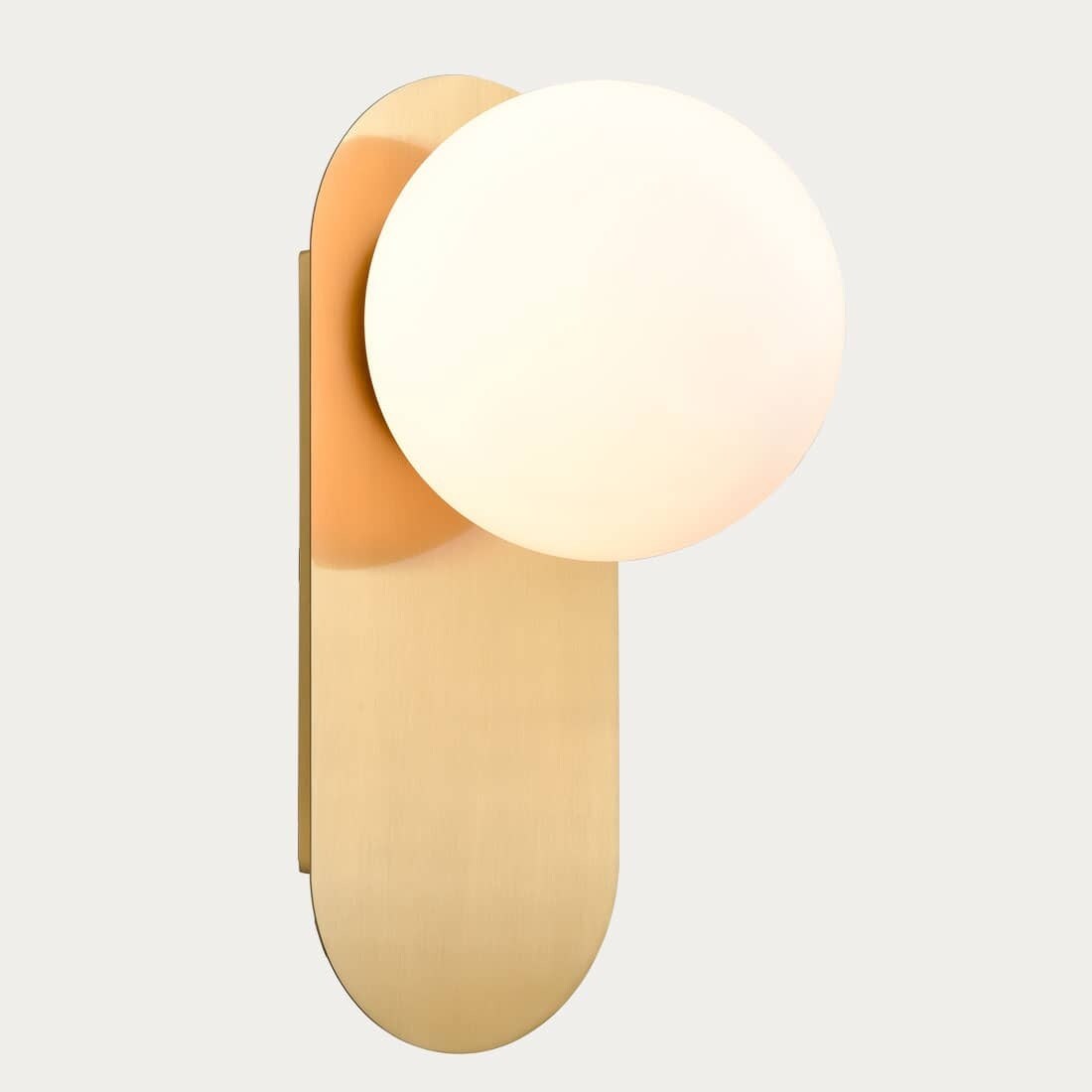 Ibiza Modern Brass Globe Wall Light Sconce with Opal Glass Shade - 1-Light - Mycitystee