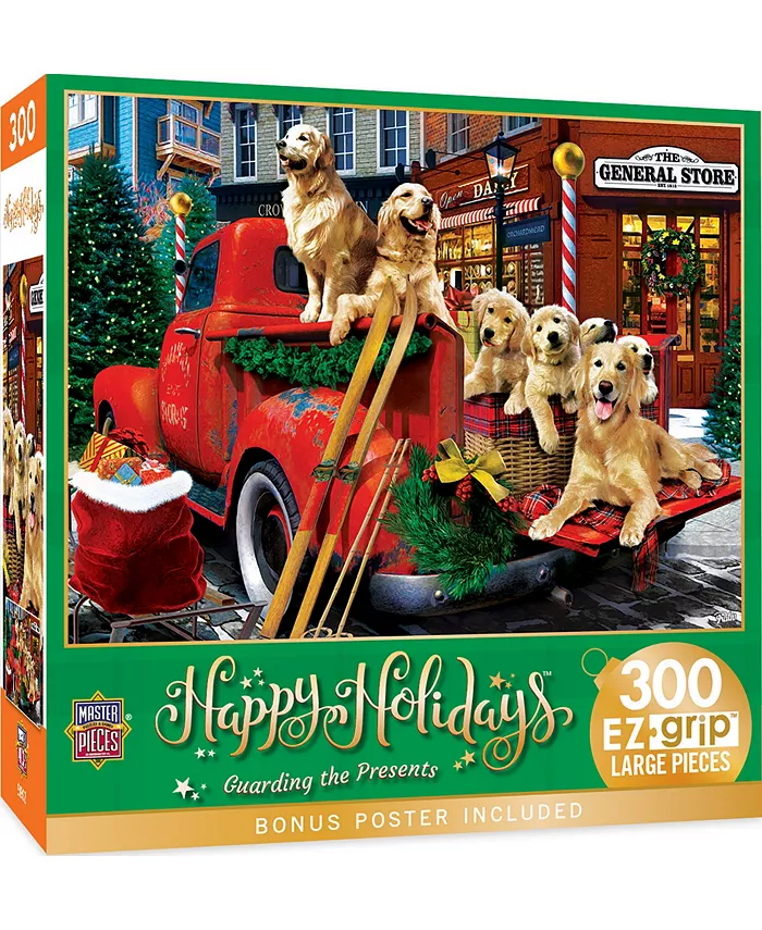 MasterPieces Puzzles Christmas - Guarding the Presents 300 Piece Puzzle - Mycitystee