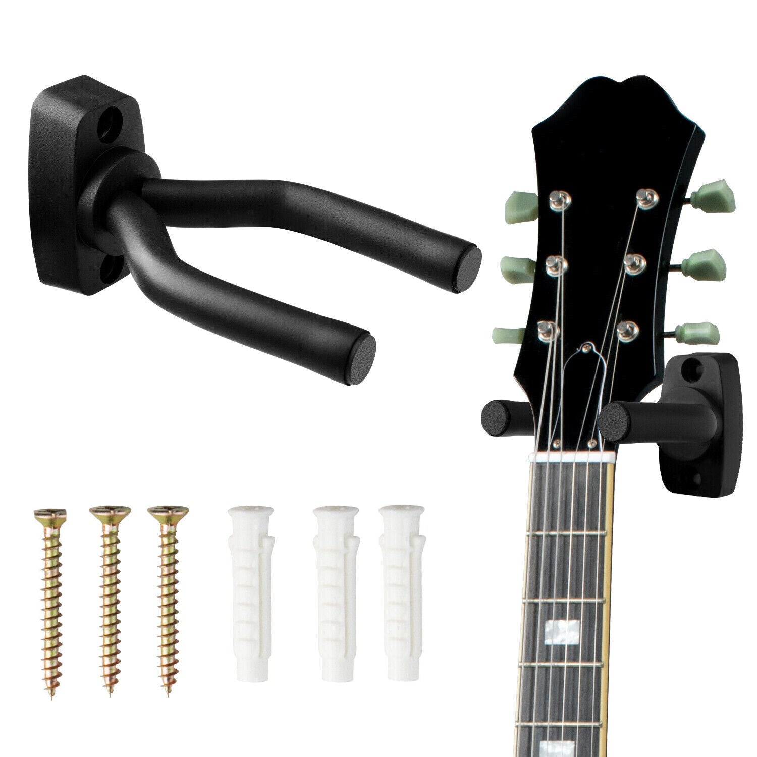 5 Core Guitar Wall Mount | Metal Guitar Hanger with Rotatable Soft Hook for All Size Guitars| Sturdy U-Shaped Holder | For Acoustic, Electric, Bass Gu - Mycitystee