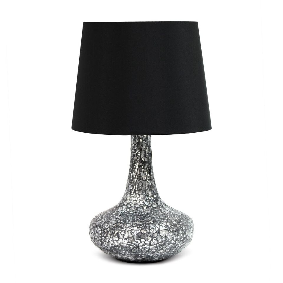 Simple Designs Mosaic Tiled Glass Genie Table Lamp with Fabric Shade - Mycitystee