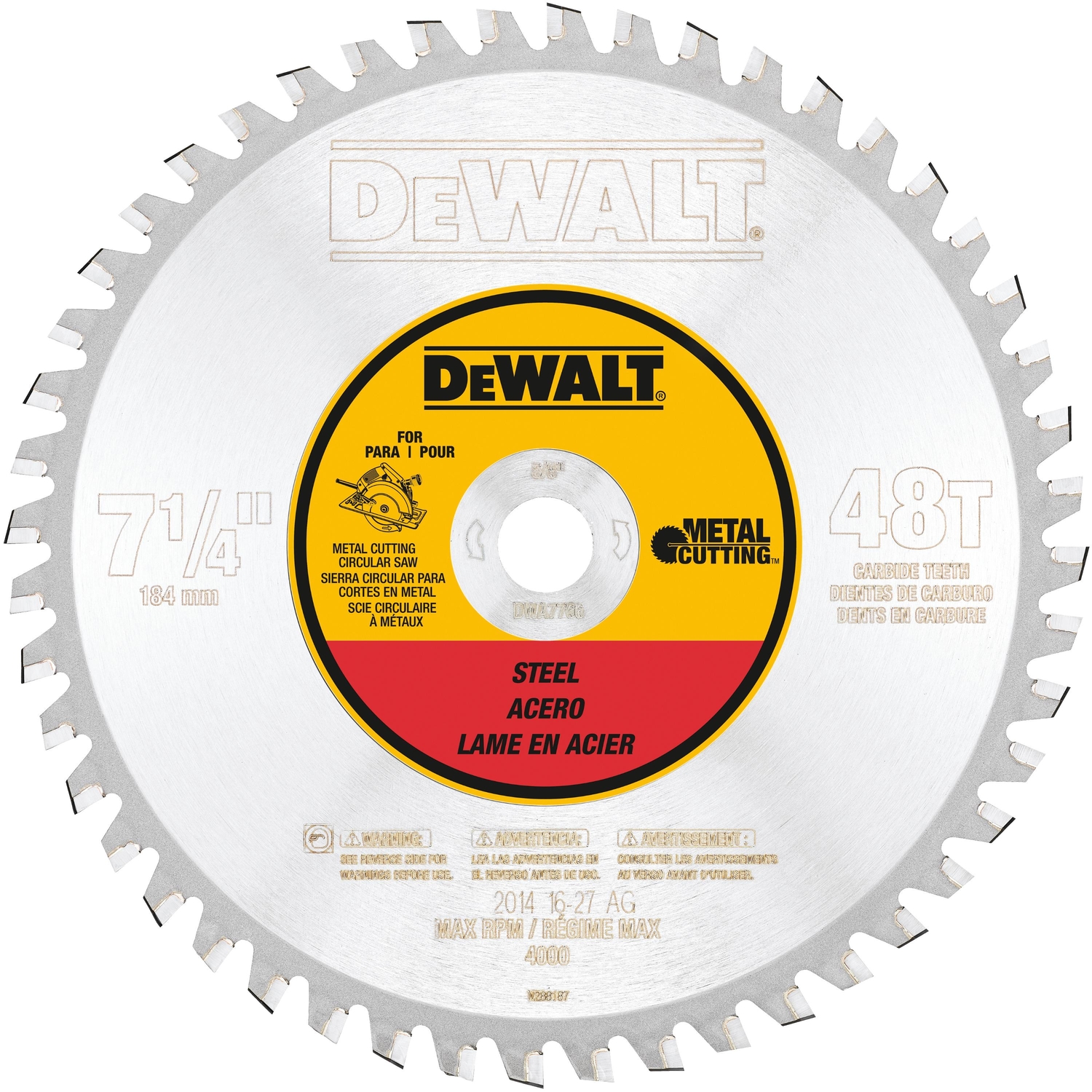 DeWalt 7-1/4 in. D X 5/8 in. Ferrous Metal Cutting Carbide Circular Saw Blade 48 teeth 1 pc - Mycitystee