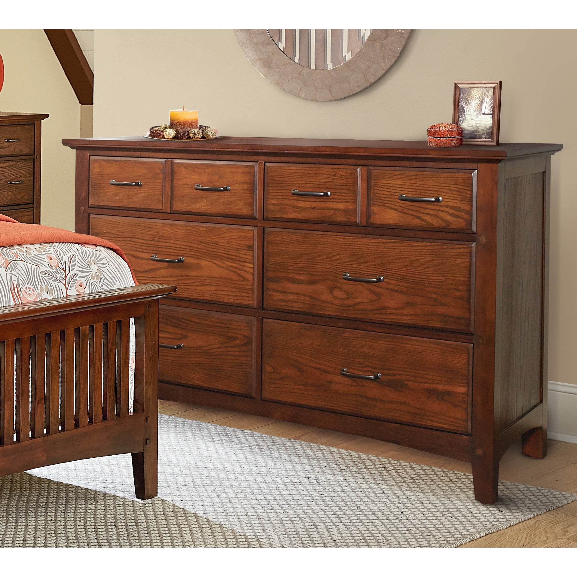 Modern Mission 6 Drawer Dresser in Vintage Oak Finish - - 21018993 - Mycitystee