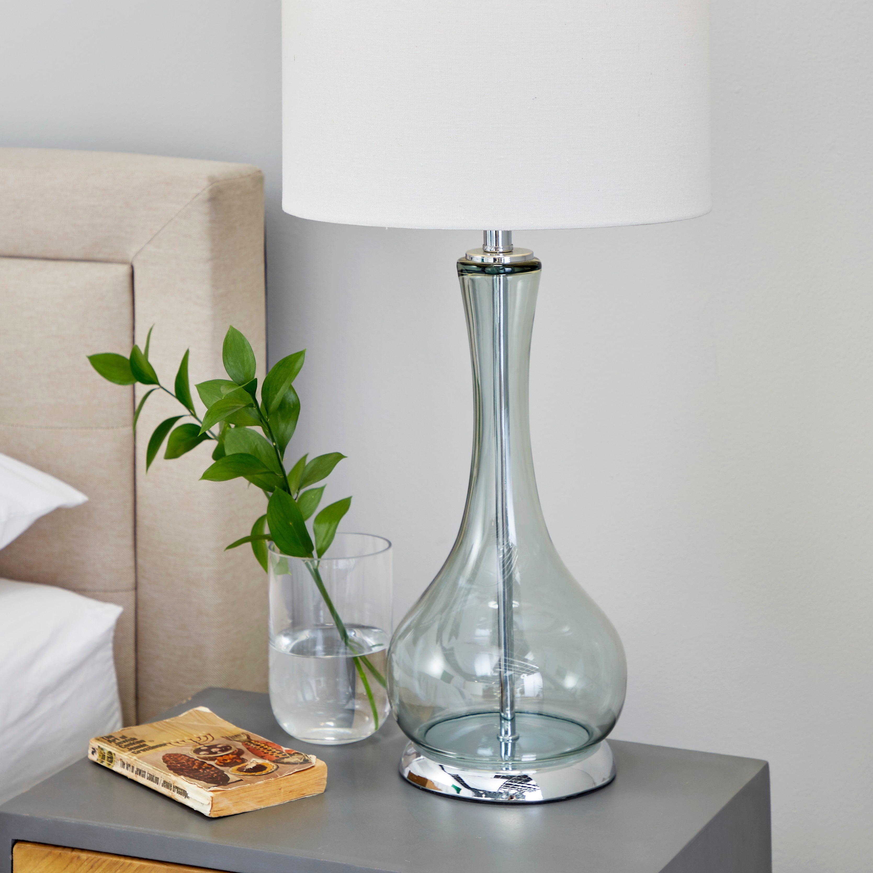 Blue Glass Traditional Table Lamp (Set of 2) - Mycitystee