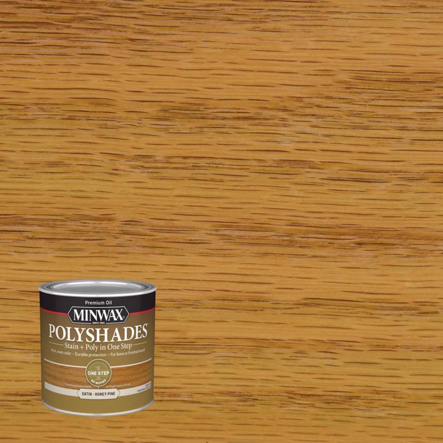 Minwax PolyShades Semi-Transparent Satin Honey Pine Oil-Based Stain/Polyurethane Finish 0.5 pt - Mycitystee
