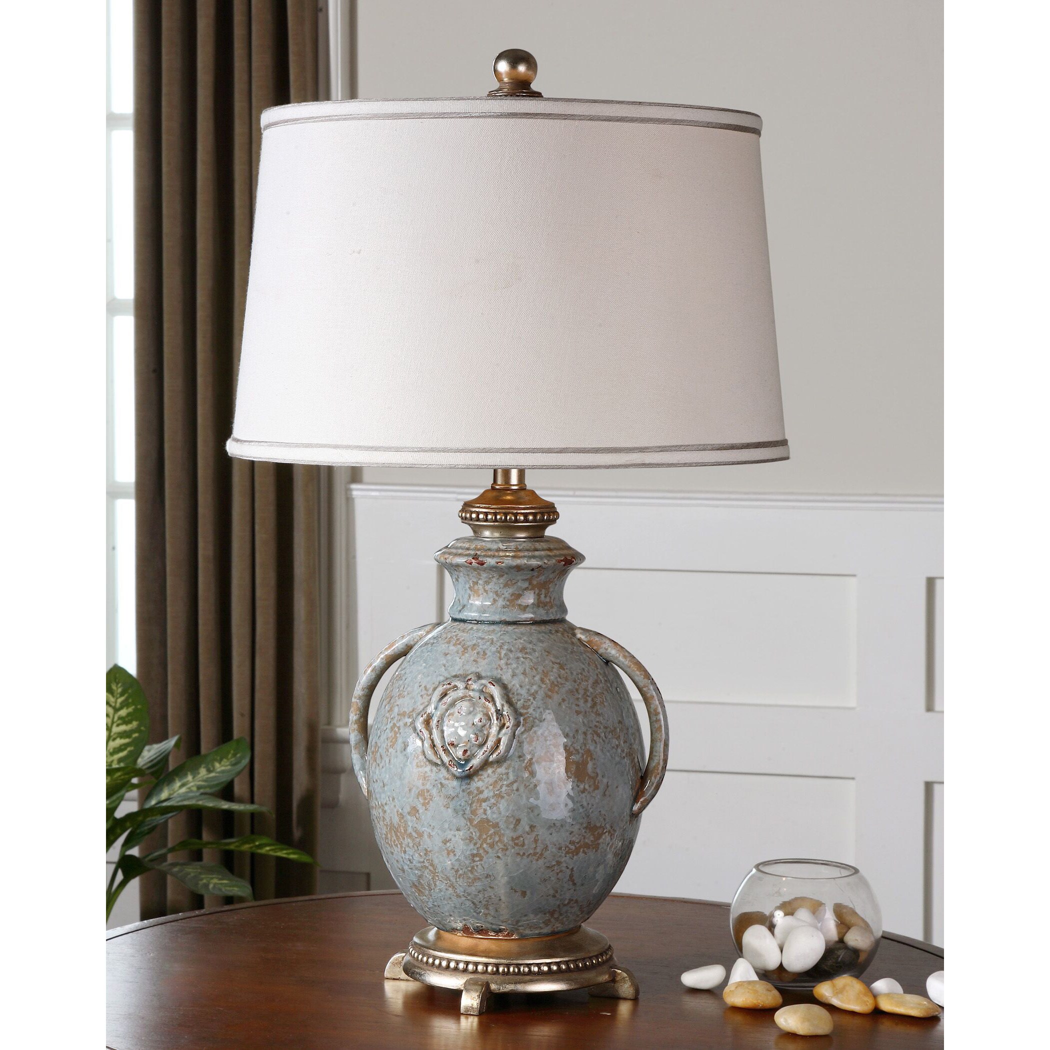 Uttermost Cancello Light Blue Ceramic Vase Table Lamp - Mycitystee
