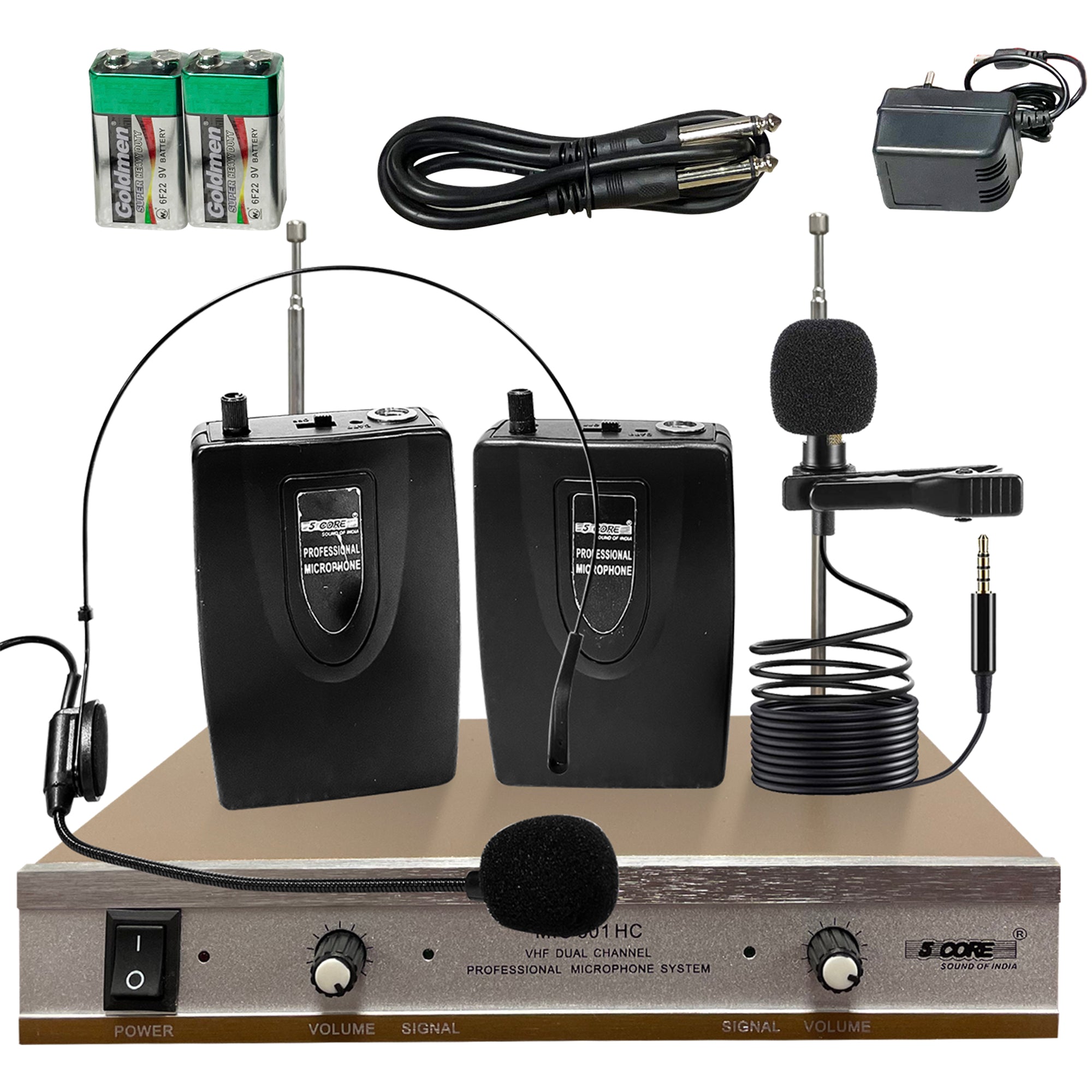 5 Core VHF Dual Channel DIGITAL PRO Wireless Microphone System with Receiver- WM 301 HC - Mycitystee