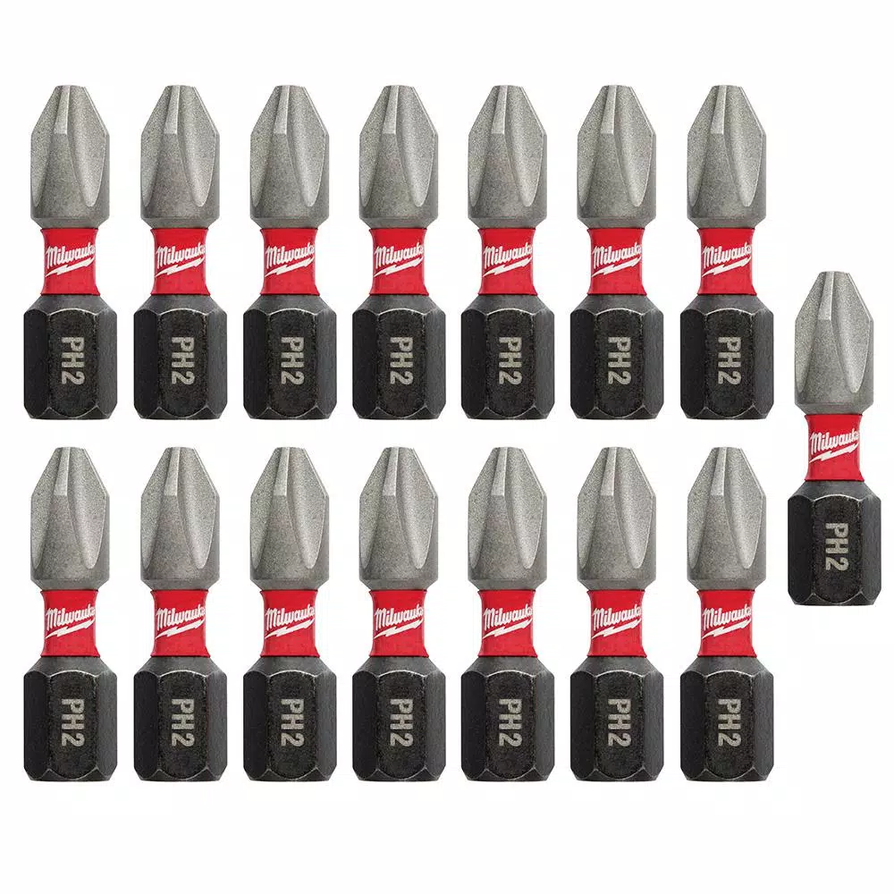Milwaukee #2 Philips Shockwave 1 in. Impact Duty Steel Insert Bits (15-Pack) and#8211; XDC Depot - Mycitystee