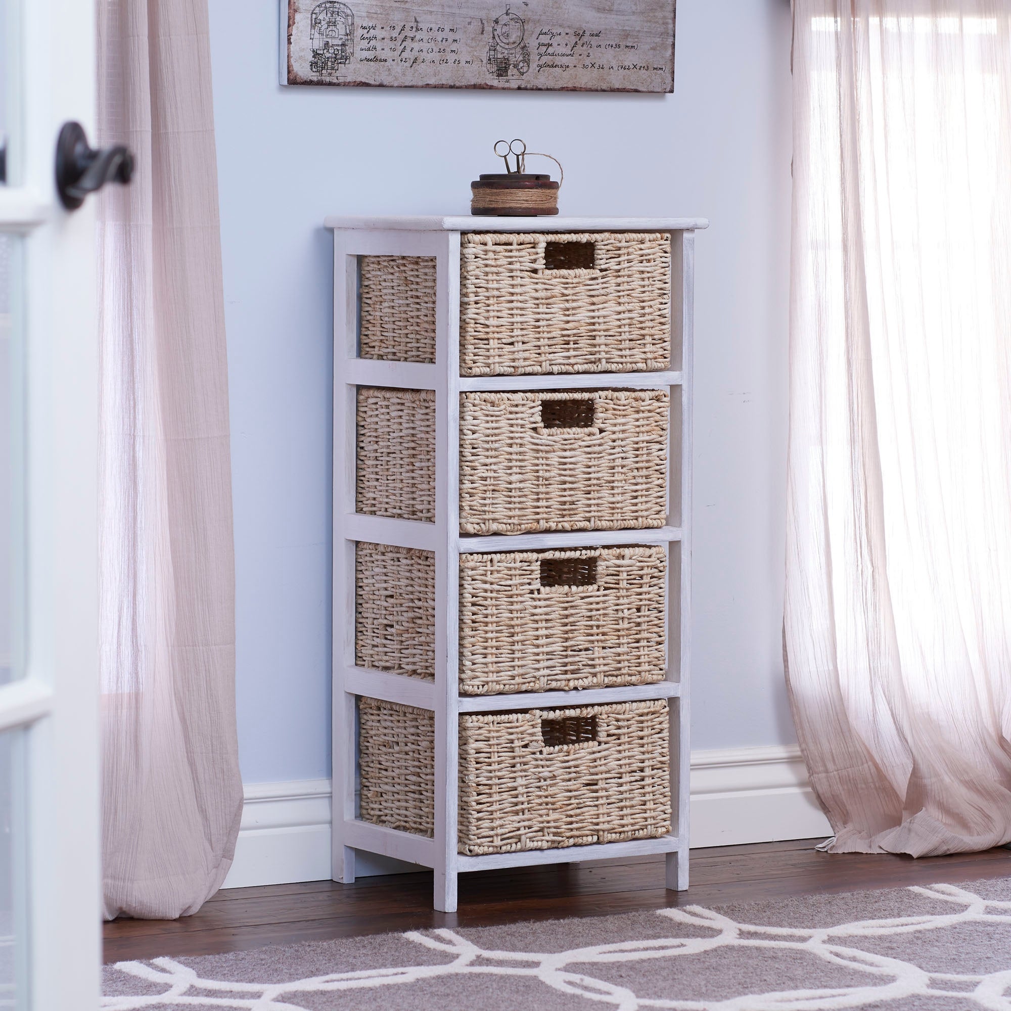 Whitewash 4-Basket Storage Tower - - 19886209 - Mycitystee