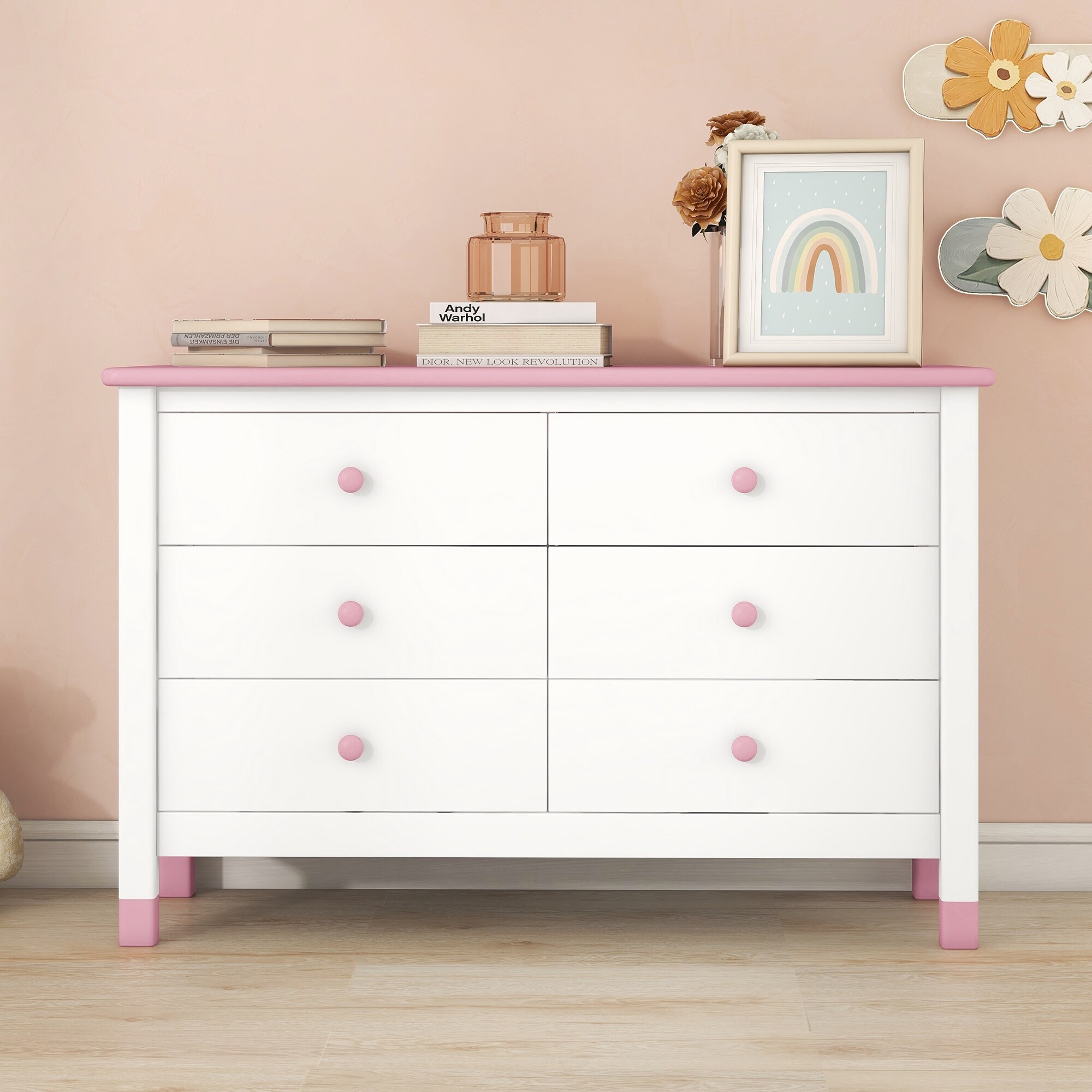 Wooden Storage Dresser with 6 Drawers - - 37857304 - Mycitystee