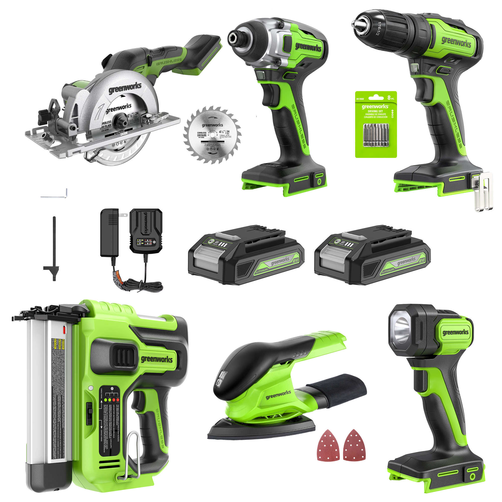 24V Cordless Battery Circular Saw 6PC Combo Kit w/ (2) 2Ah Batteries a - Mycitystee