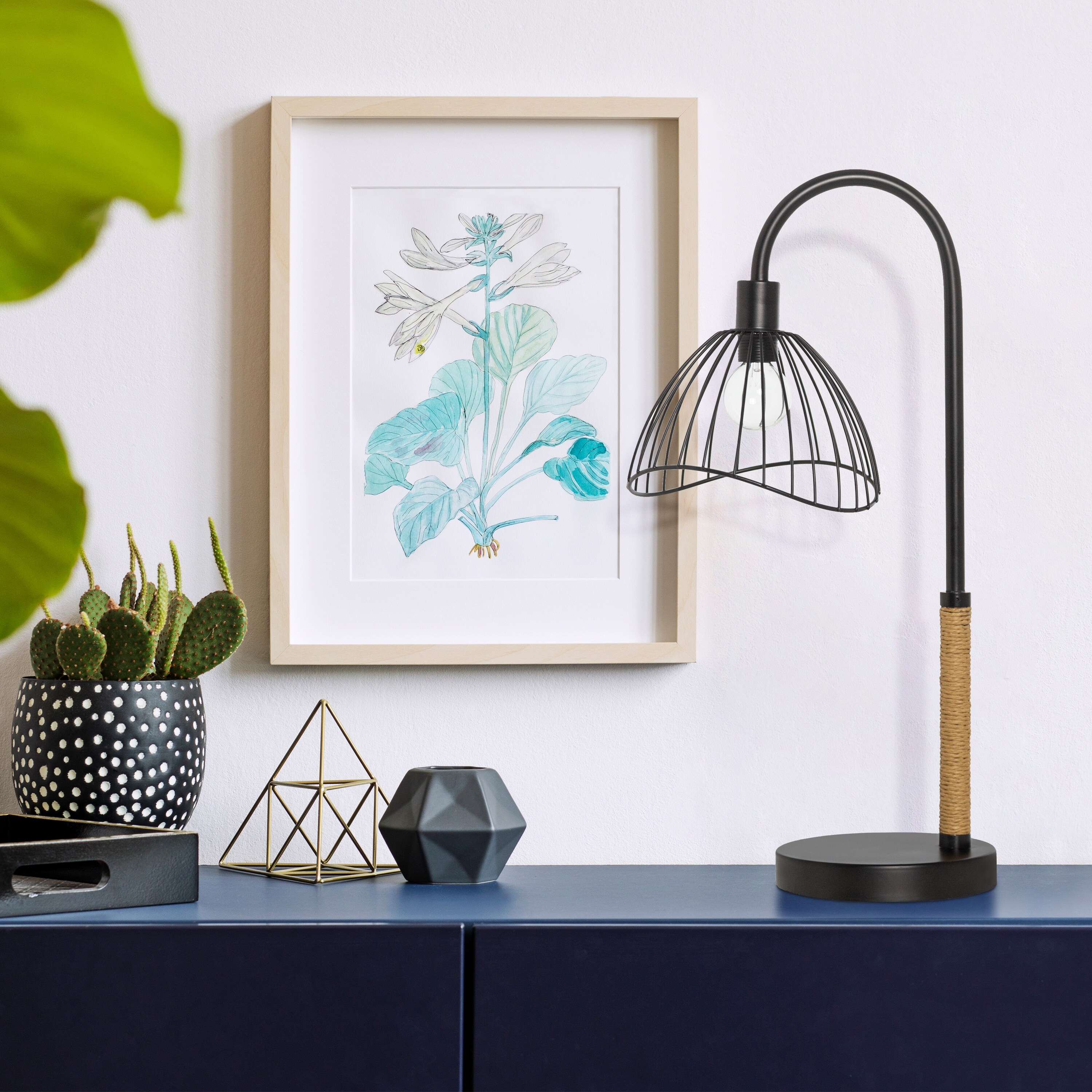 Francis River of Goods Black Metal and Rope Wavy Dome Shade 20.5-Inch Table Lamp - 9.5