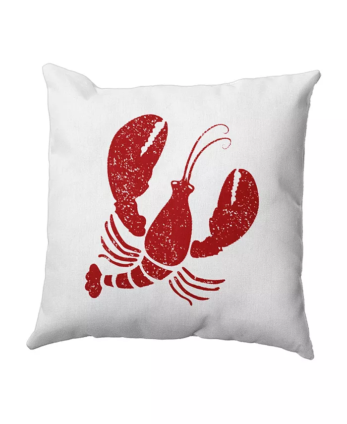 E by Design Lobster 16 Inch White and Red Decorative Coastal Throw Pillow - Mycitystee