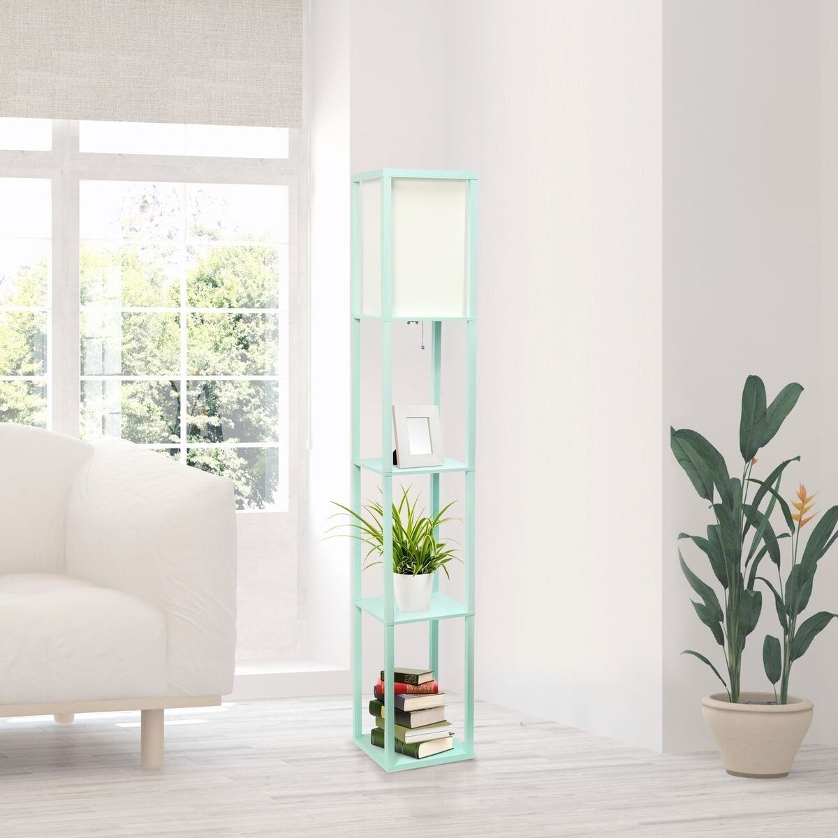 Lalia Home Column Shelf Floor Lamp with Linen Shade - Mycitystee