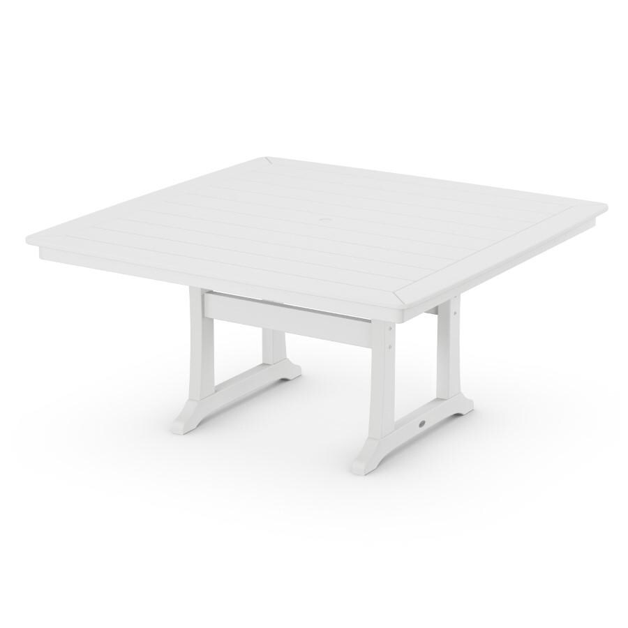 POLYWOOD Nautical Trestle 59-Inch Dining Table in White - Mycitystee