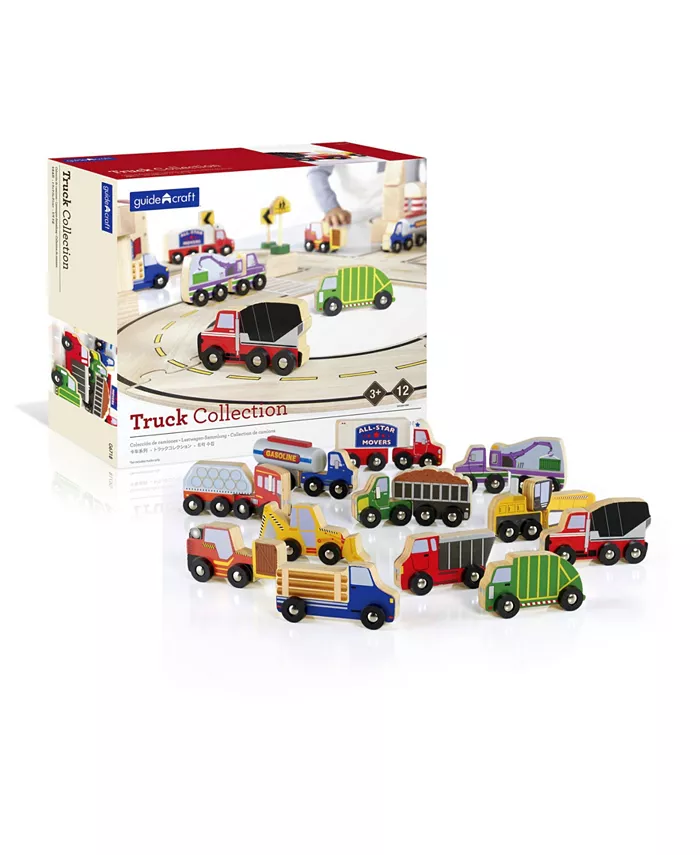 Guidecraft， Inc Guidecraft Wooden Truck Collection - Set of 12 - Mycitystee