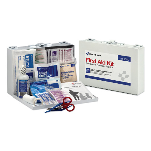 First Aid Only First Aid Kit for 25 People， 104 Pieces， OSHA Compliant， Metal Case (224U) - Mycitystee