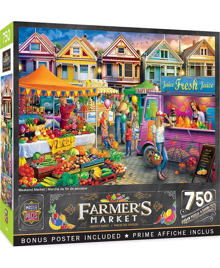 MasterPieces Puzzles Farmer's Market - Weekend Market 750 Piece Adult Jigsaw Puzzle - Mycitystee