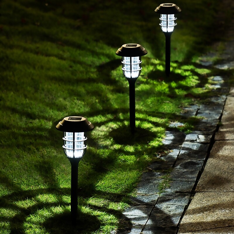 Black Solar Powered Decortice Lantern Outdoor 8-Pack Pathway LED Light - 8 Pack - Mycitystee