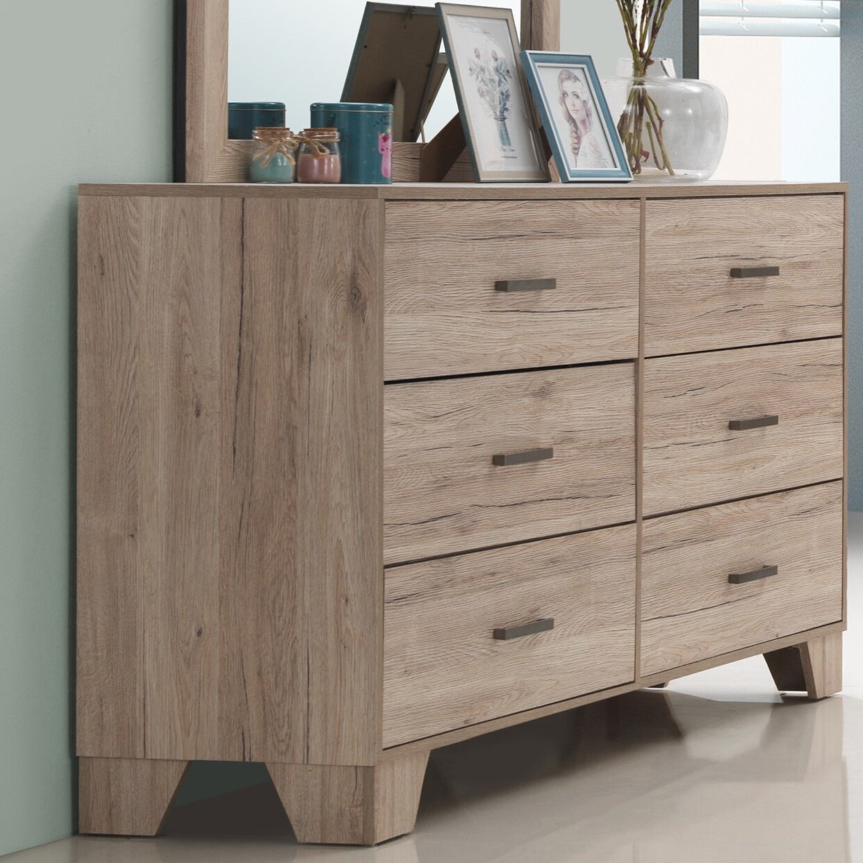 Stella Transitional Distressed Grey Finish 6-drawer Double Dresser - - 32771281 - Mycitystee