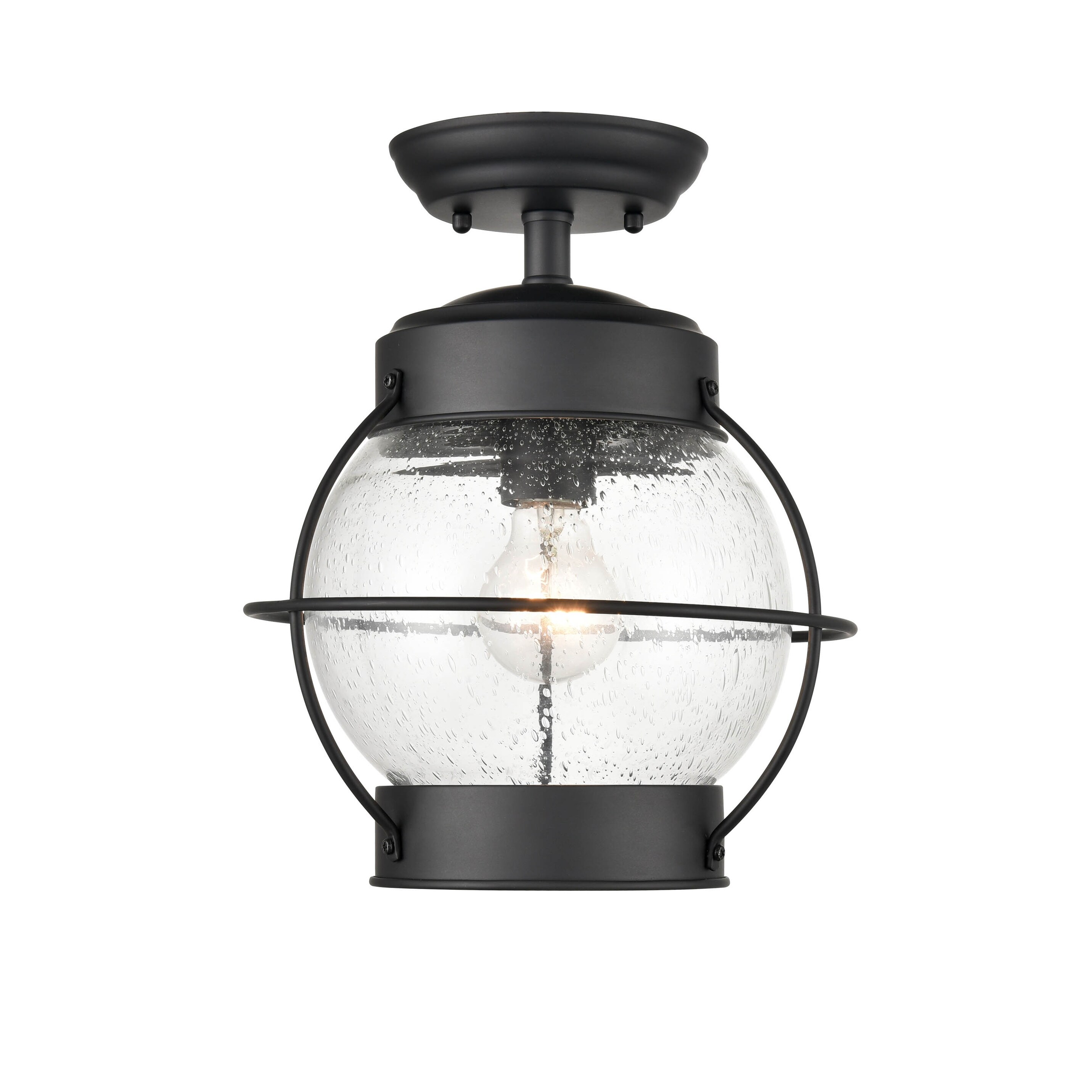 Millennium Lighting Aremelo 1 Light Outdoor Semi-Flush Mount Ceiling Fixture in Powder Coat Black - Mycitystee