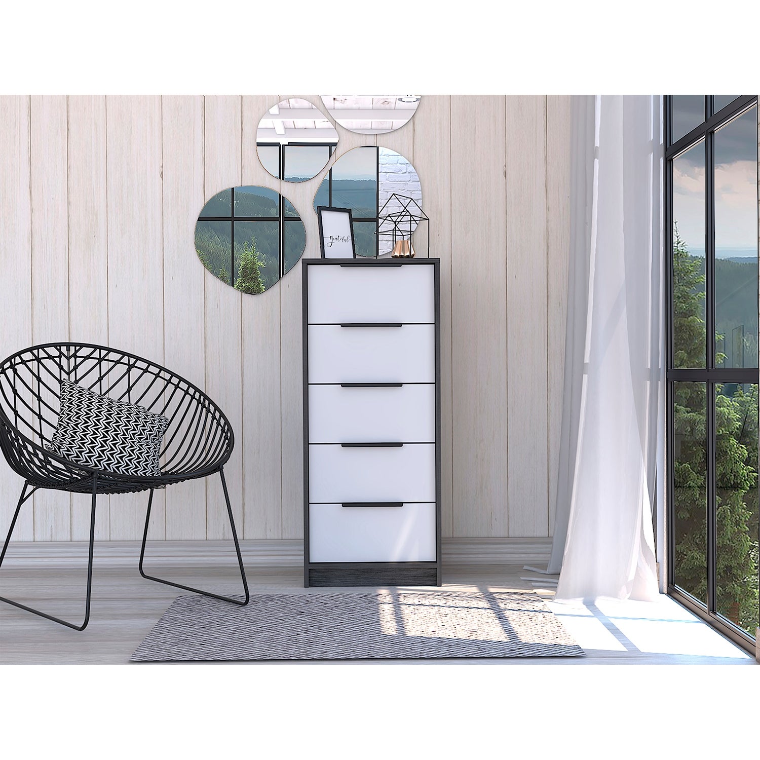 Multifunctional Stylish Vertical Dresser with 5 Drawers - - 37823523 - Mycitystee