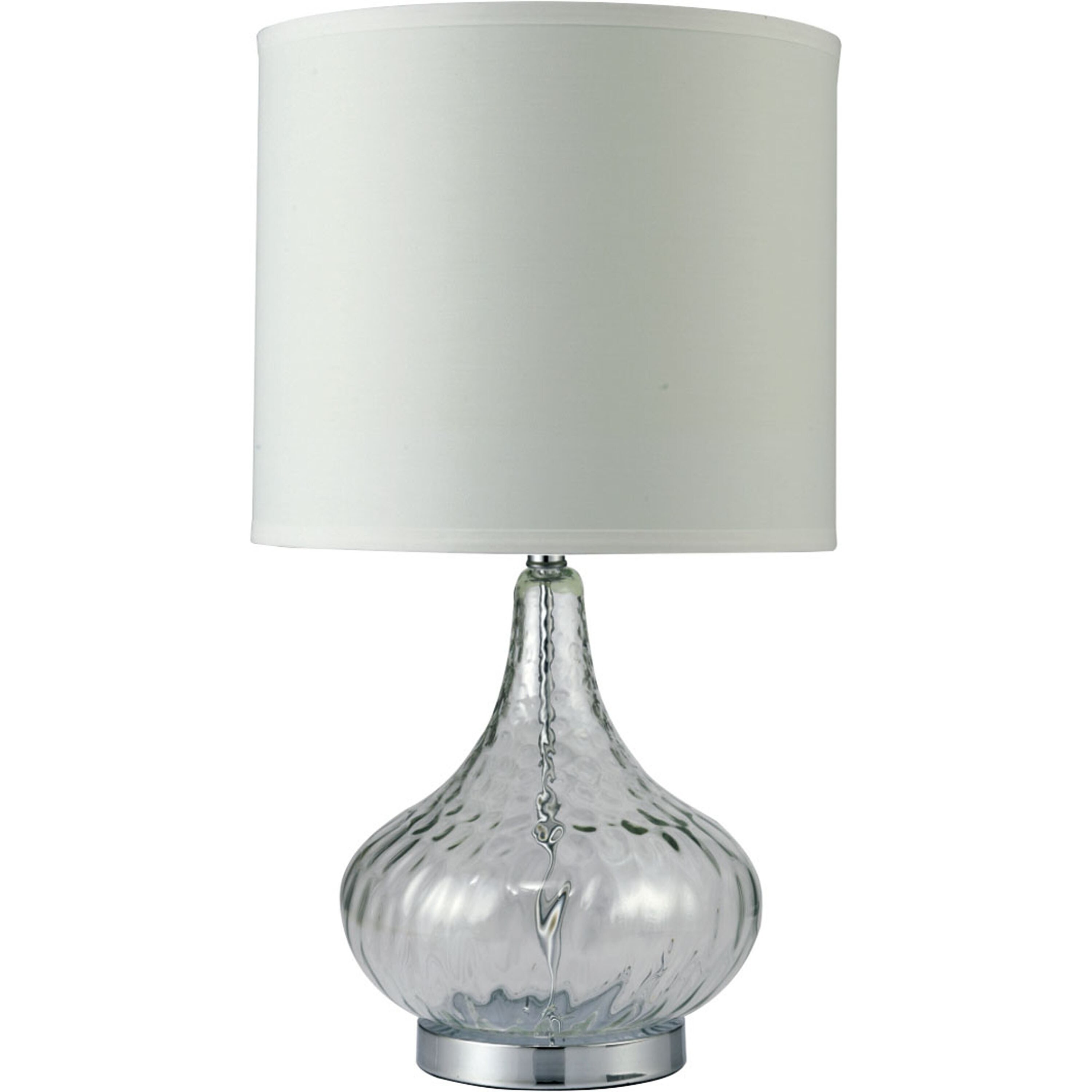 Gracewood Hollow Ajanovic Clear Bulbous Glass Lamp w/ Cream Drum Shade - Mycitystee