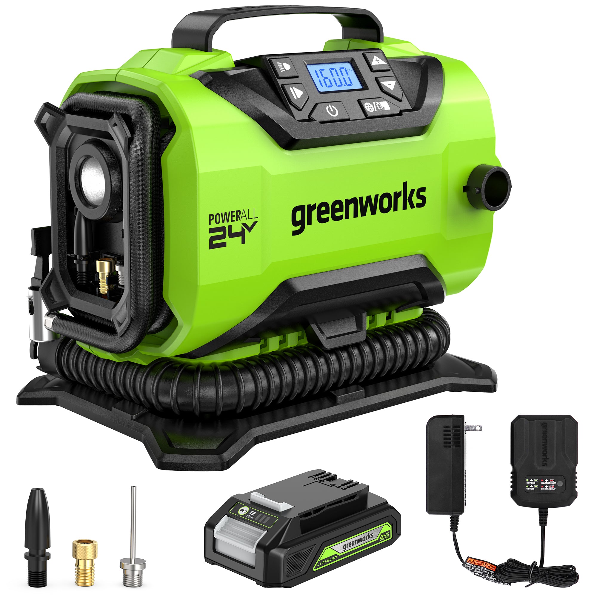 24V Cordless Battery Inflator w/ 2.0Ah Battery  Charger - Mycitystee