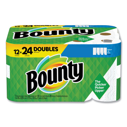 Bounty Select-a-Size Kitchen Roll Paper Towels， 2-Ply， 5.9 x 11， White， 98 Sheets/Roll， 12 Rolls/Carton (66541) - Mycitystee