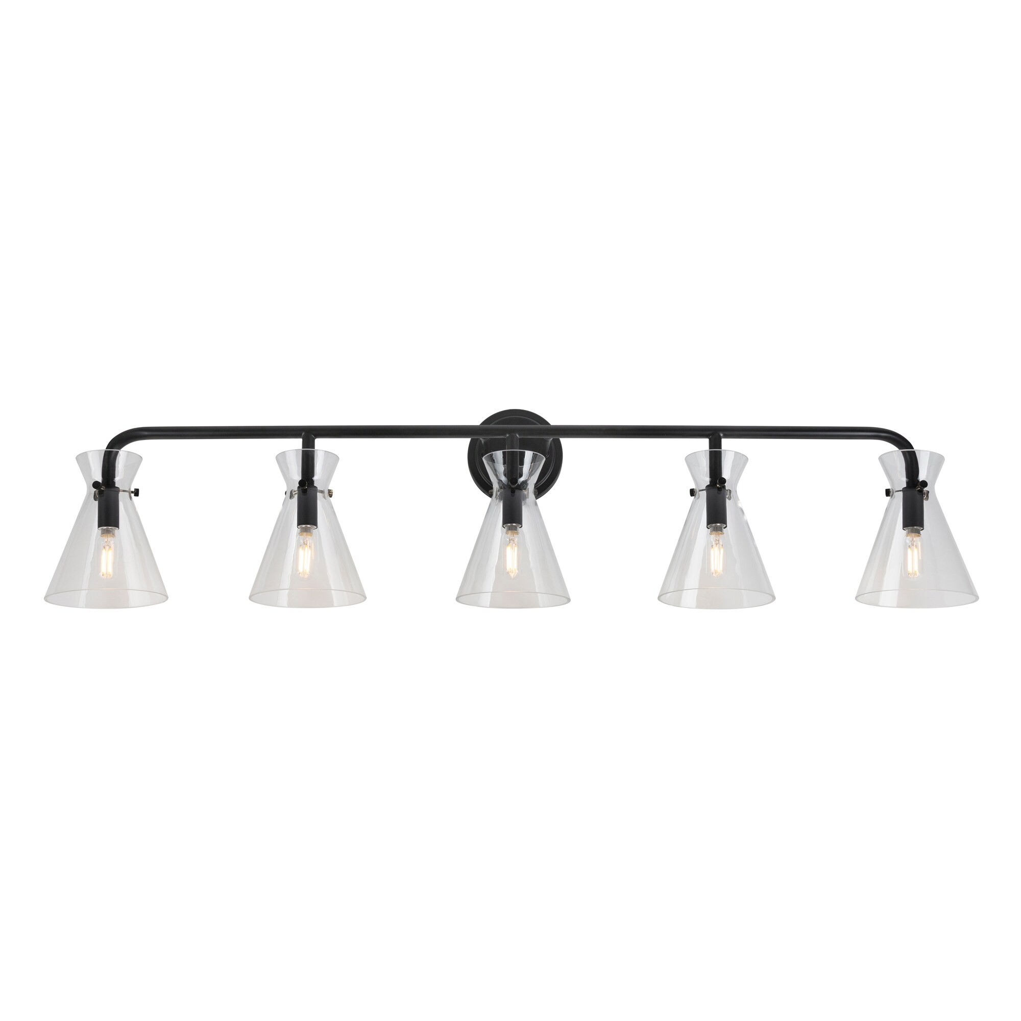Beaker 5-Light Black Bath Vanity Light with Clear Glass - Mycitystee