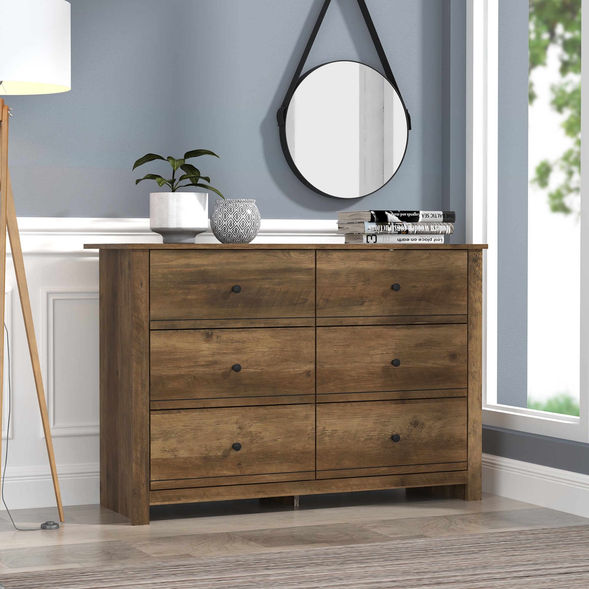 Genoa 6-Drawer Dresser (31.5 in. H x 46.5 in. W x 16.5 in. D) - - 37654704 - Mycitystee