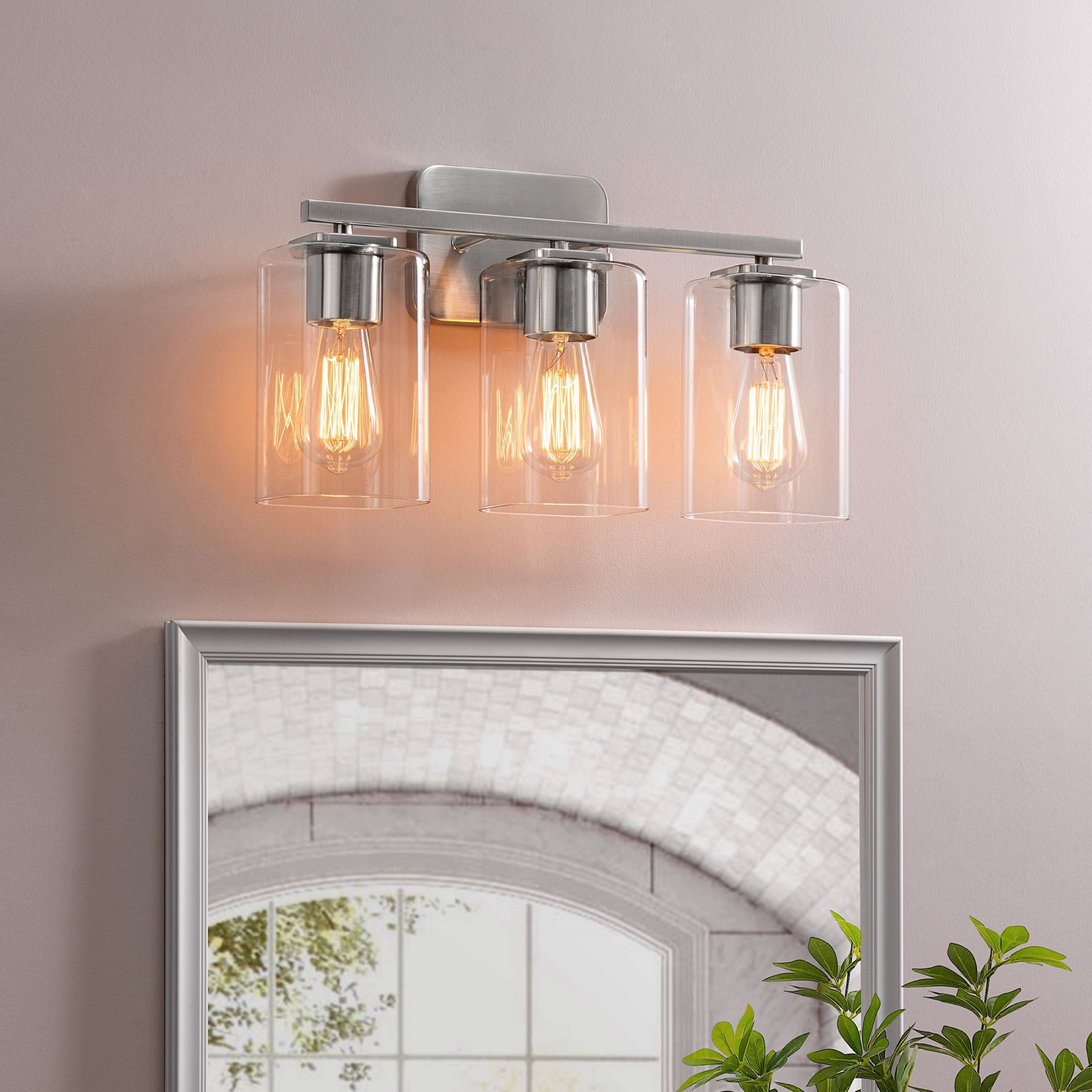 KAWOTI 3 Light Bathroom Vanity Light with rectangular Glass Shade - Mycitystee